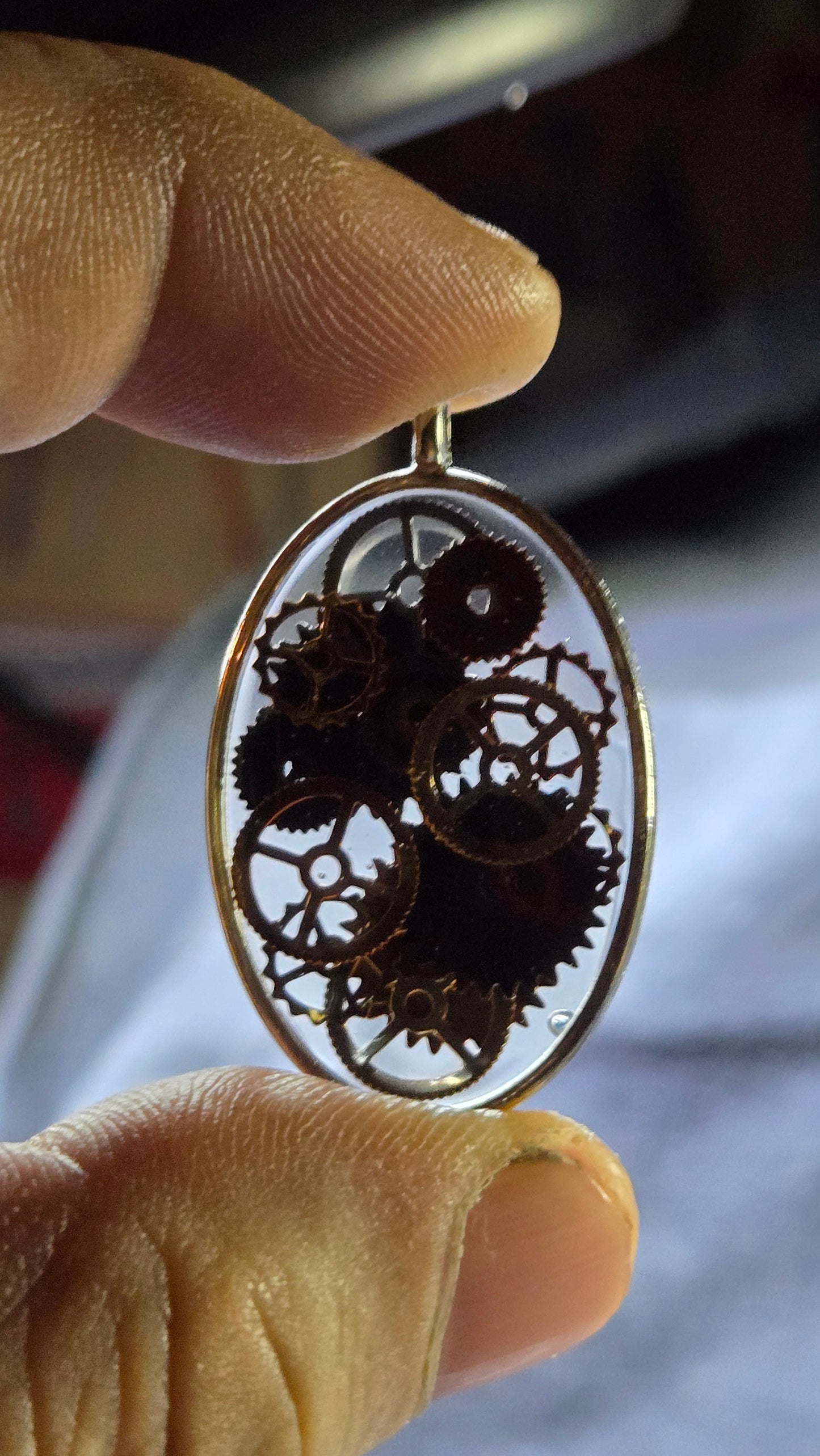 Steampunk Gear Resin Pendant