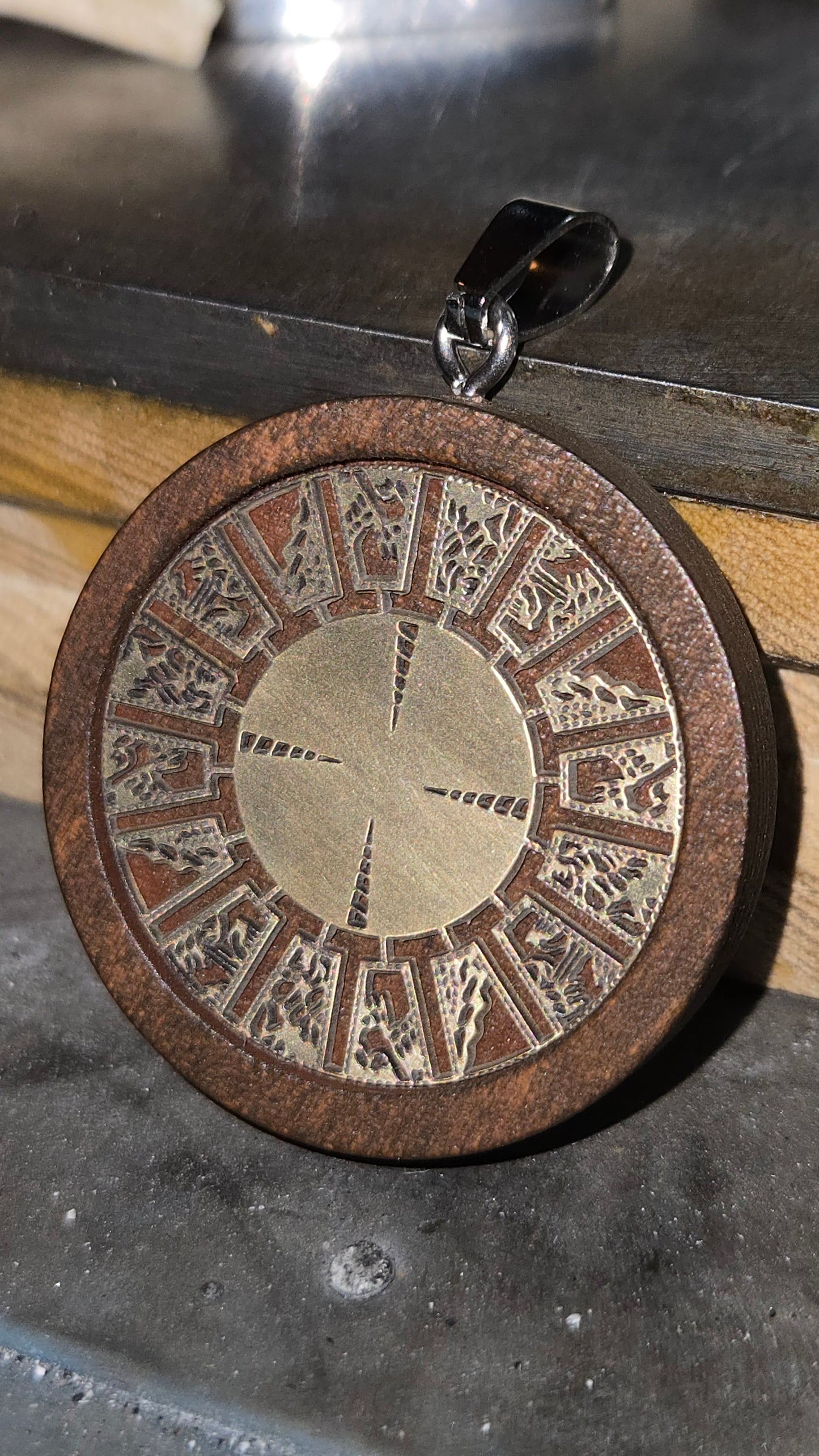 Wood & Brass Lament Configuration Pendant