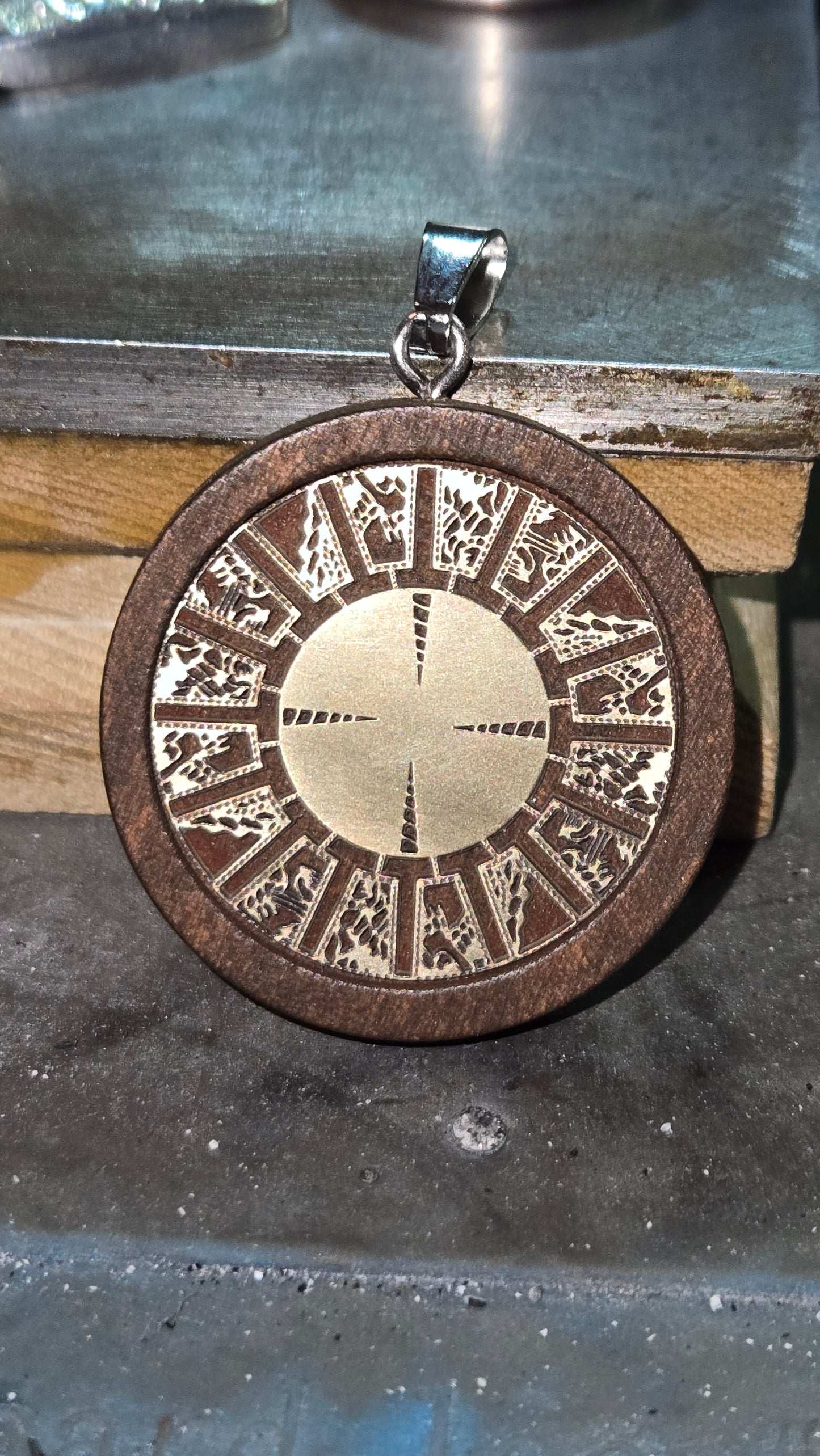 Wood & Brass Lament Configuration Pendant