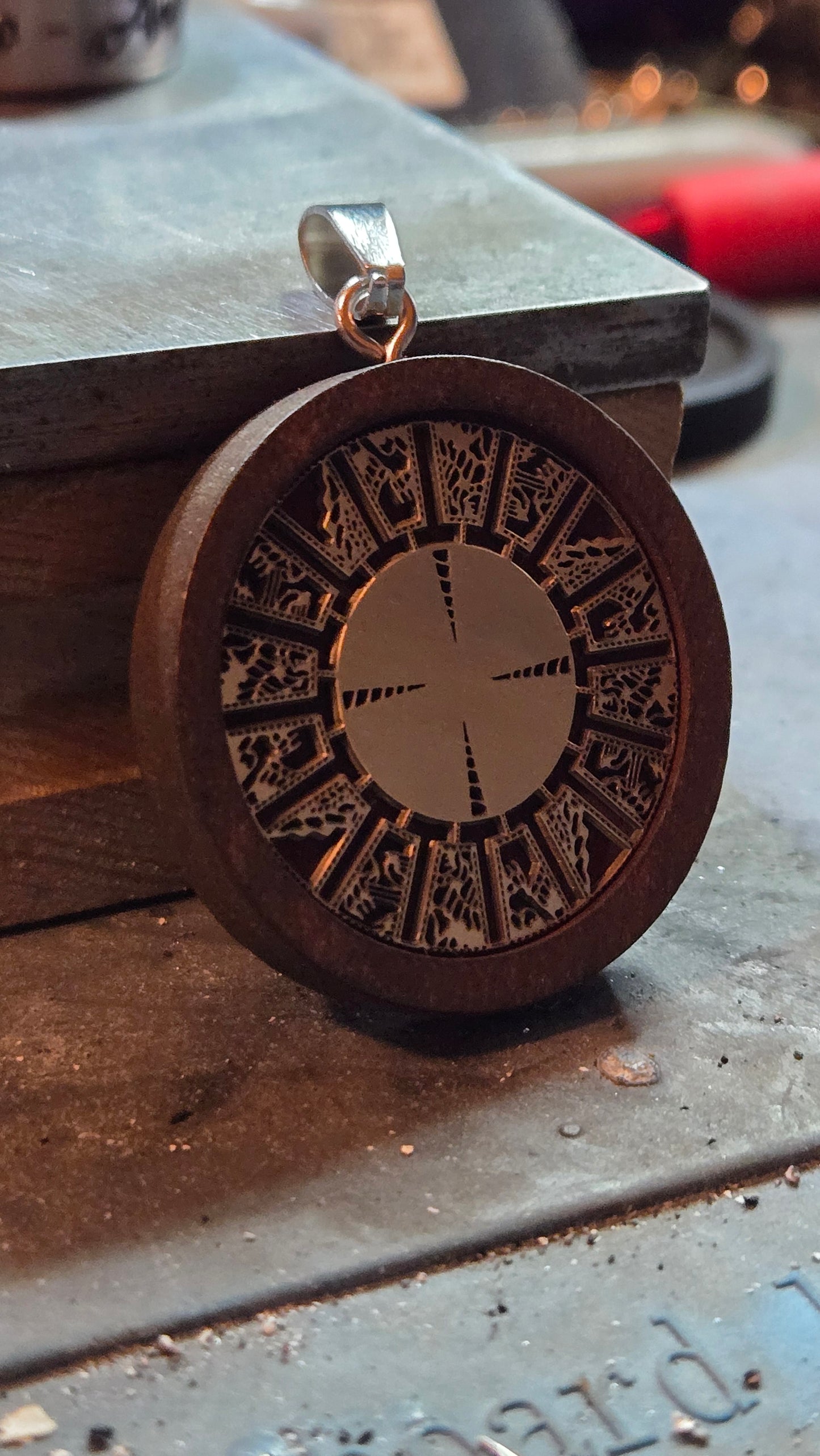 Wood & Brass Lament Configuration Pendant