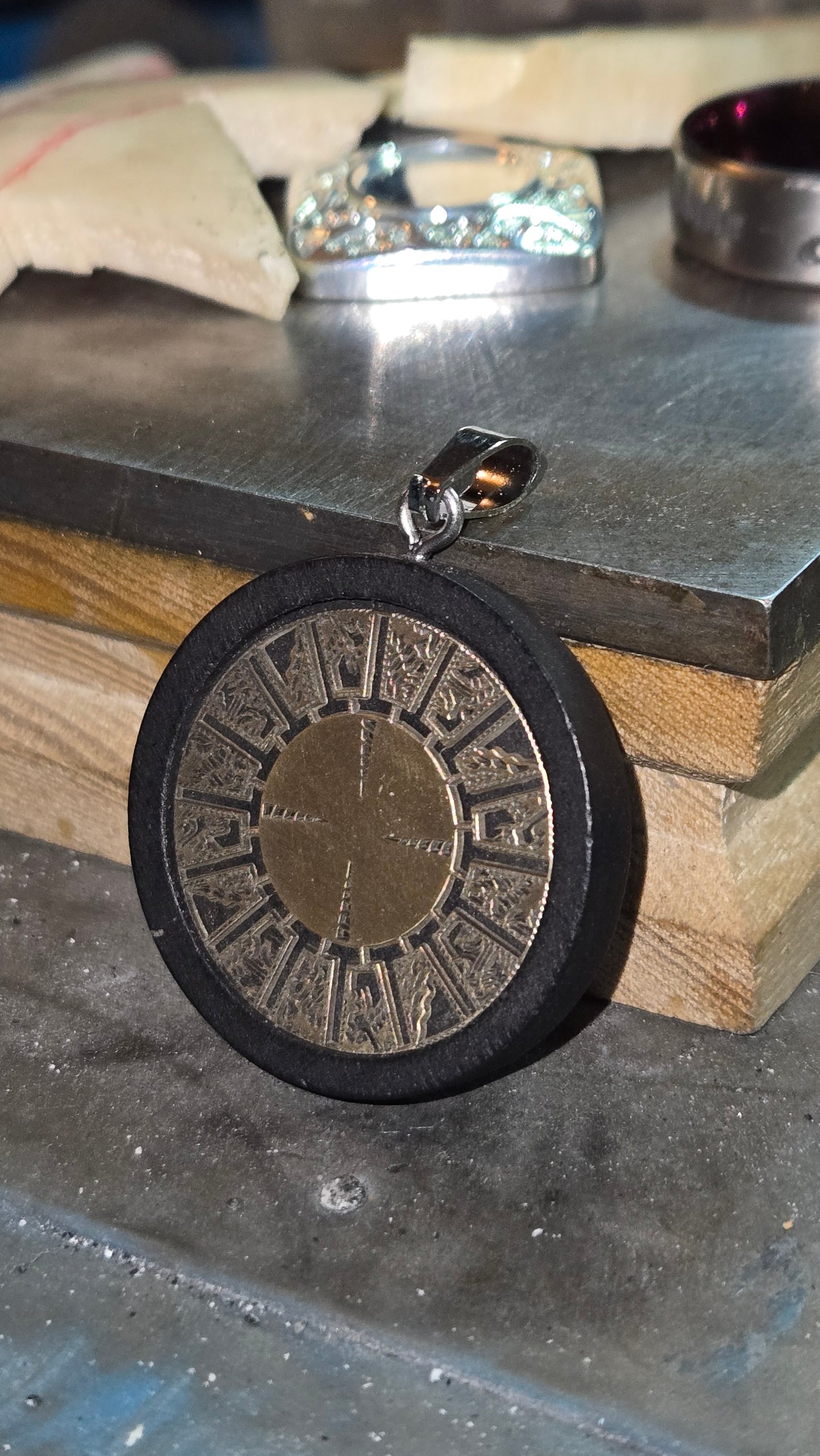 Wood & Brass Lament Configuration Pendant