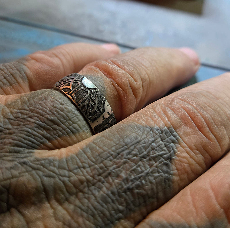 316L Surgical Steel Lament Configuration Wedding Ring