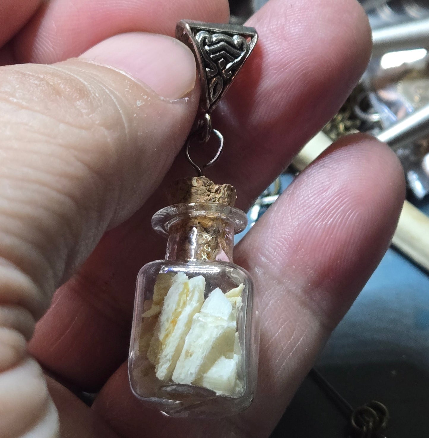 Vintage Glass Bottle of real Human Bone Fragments
