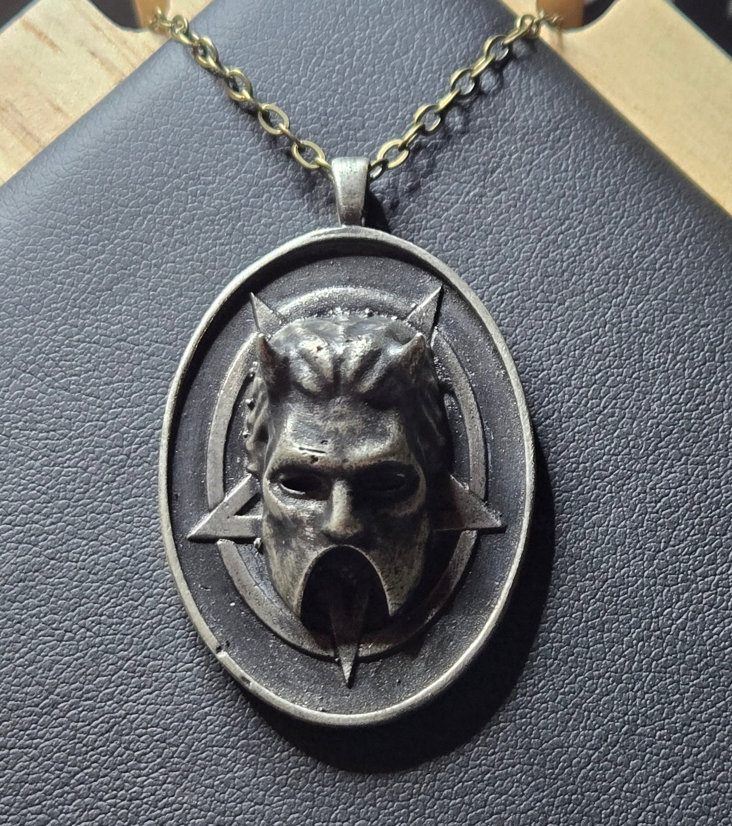 Aged Sterling Silver Nameless Ghoul Pentagram Pendant