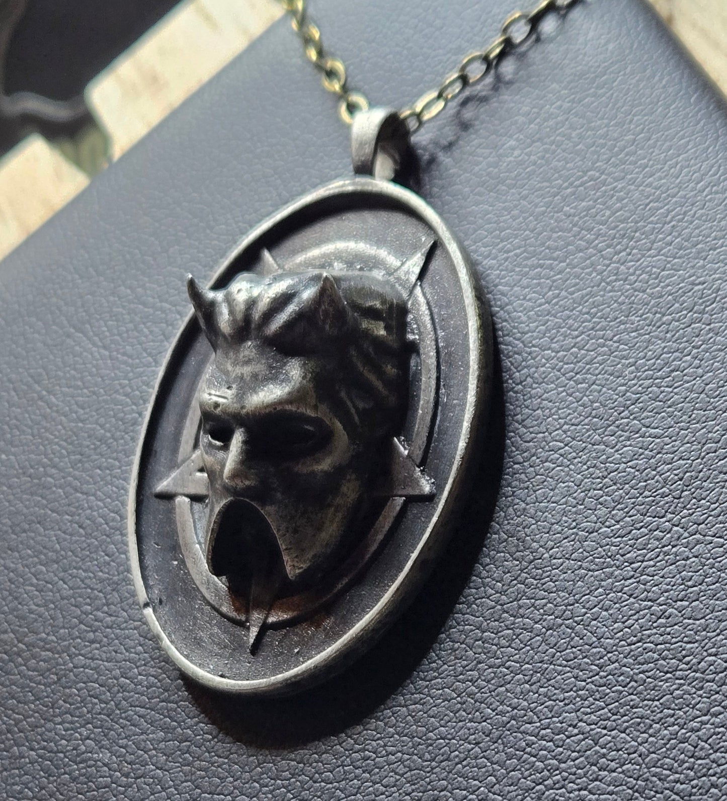 Aged Sterling Silver Nameless Ghoul Pentagram Pendant