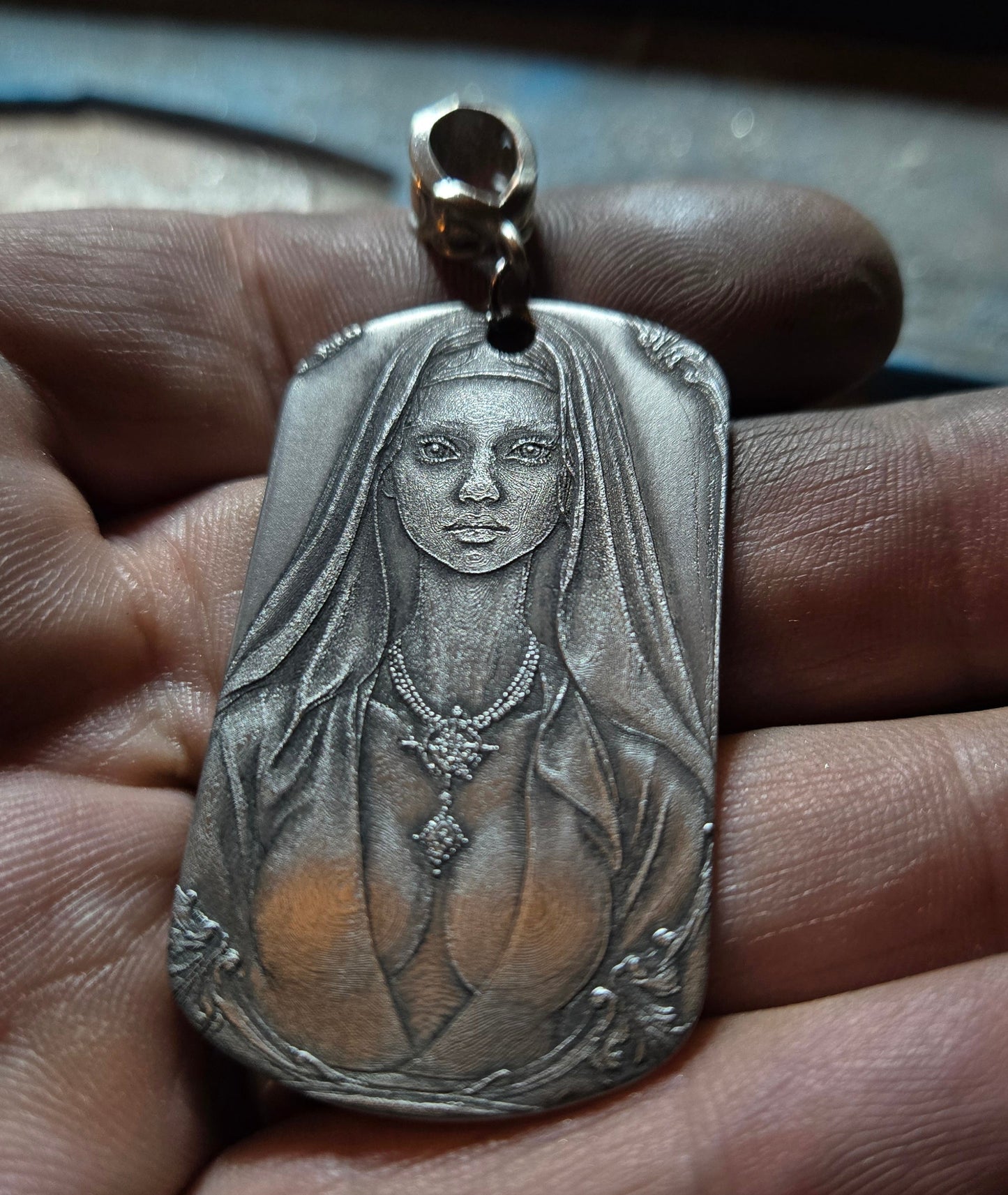 Goth Nun Dog Tag Pendant – Stainless Steel
