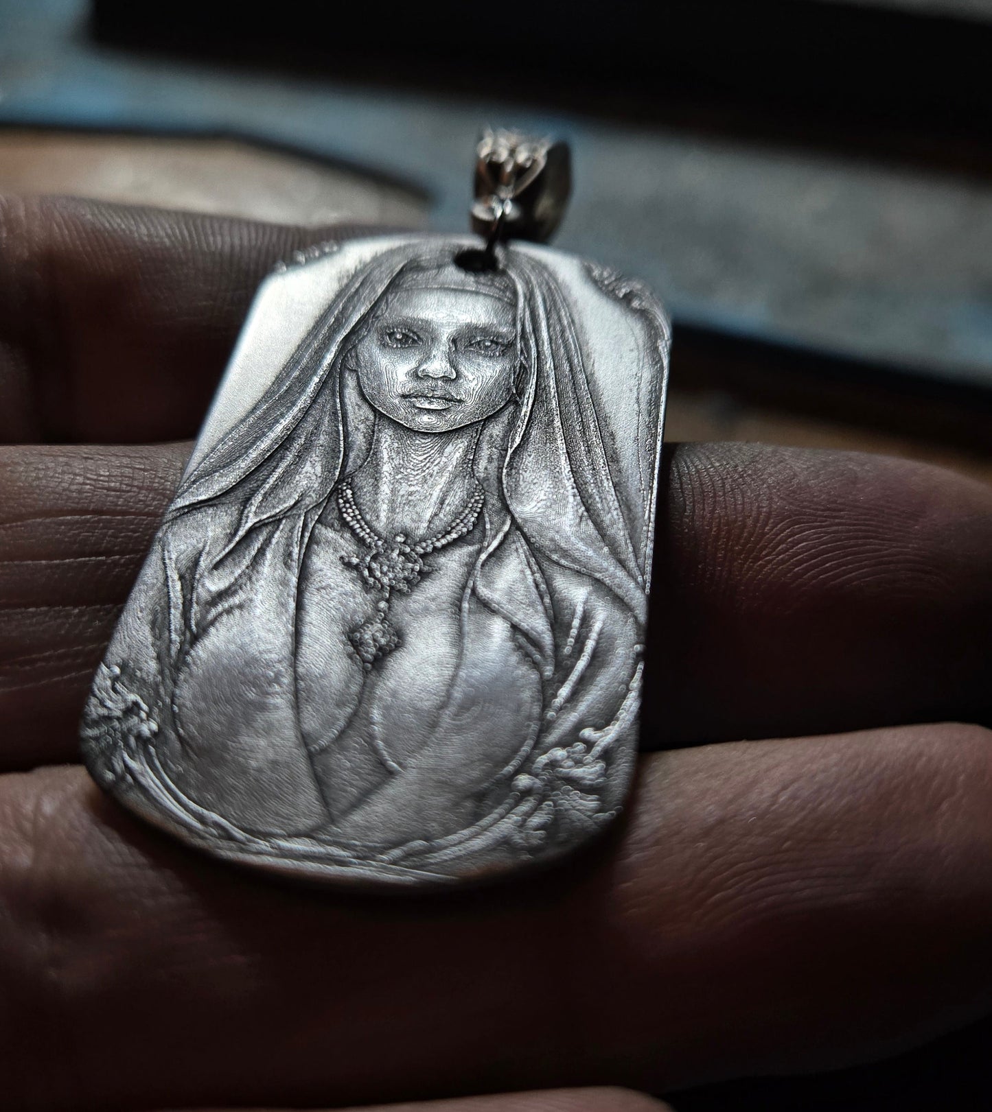 Goth Nun Dog Tag Pendant – Stainless Steel