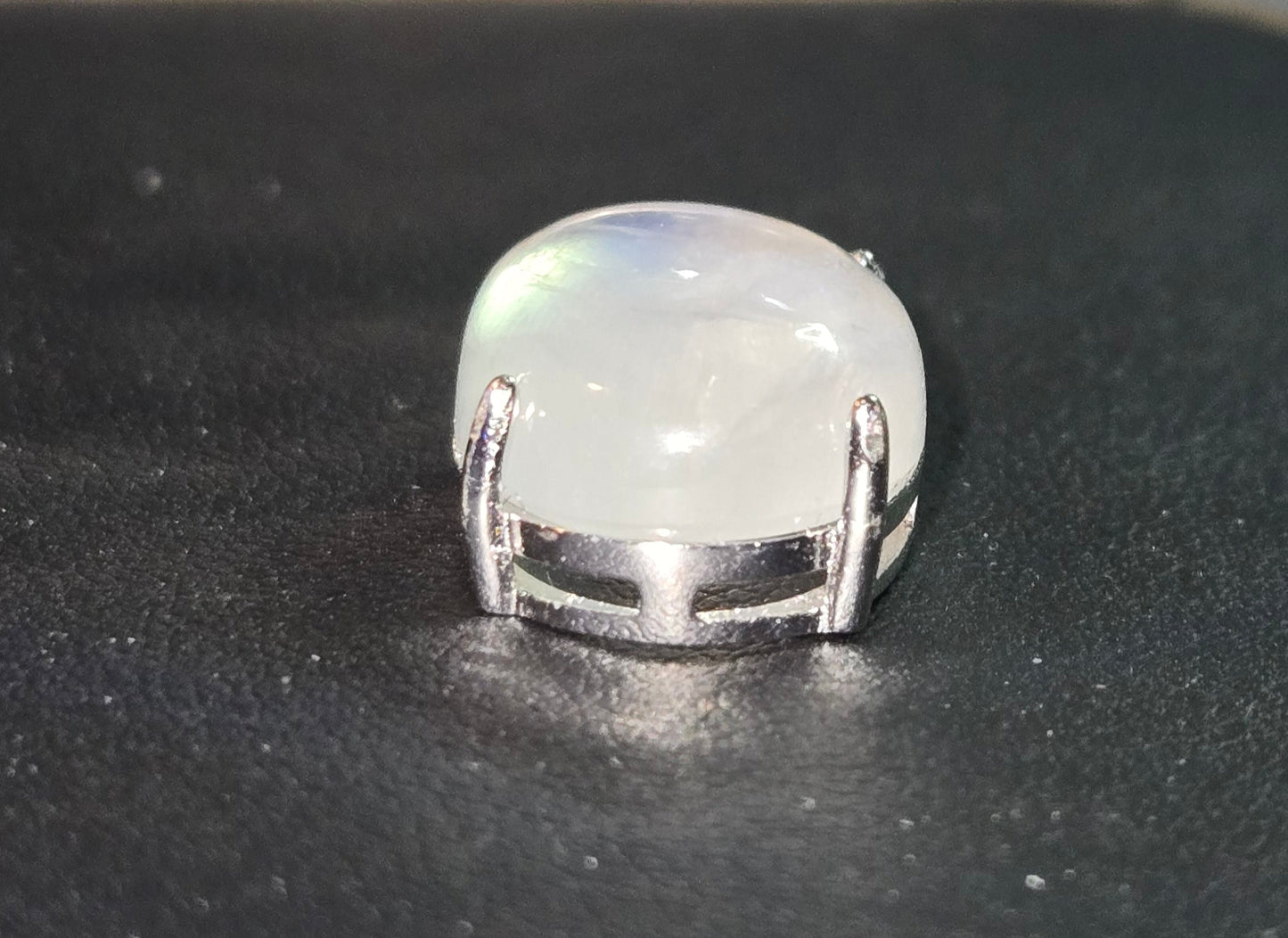 Custom Sterling Silver Pendant with Blue Fire Rainbow Moonstone