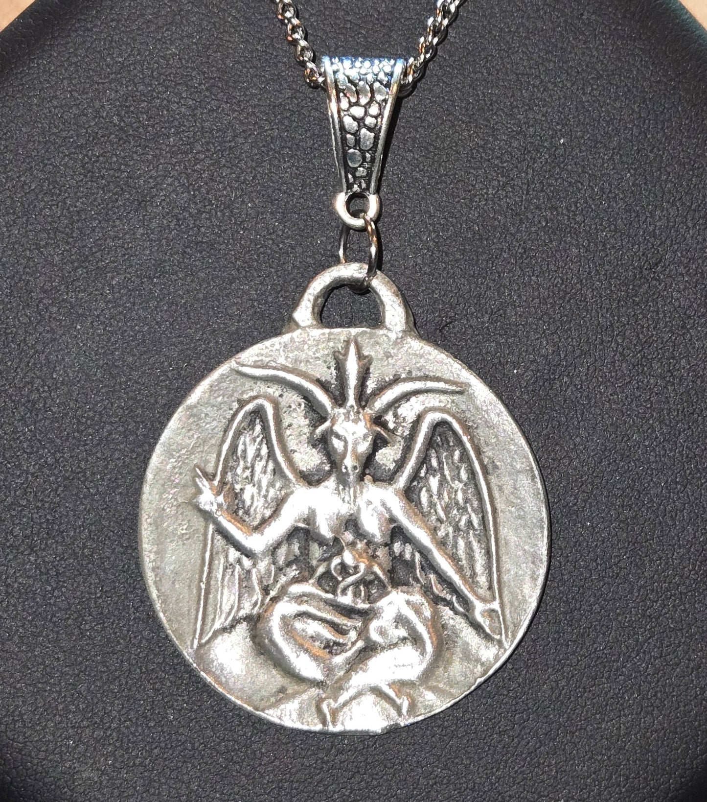 Custom Aged Baphomet Pendant – Hand-Cast Pewter