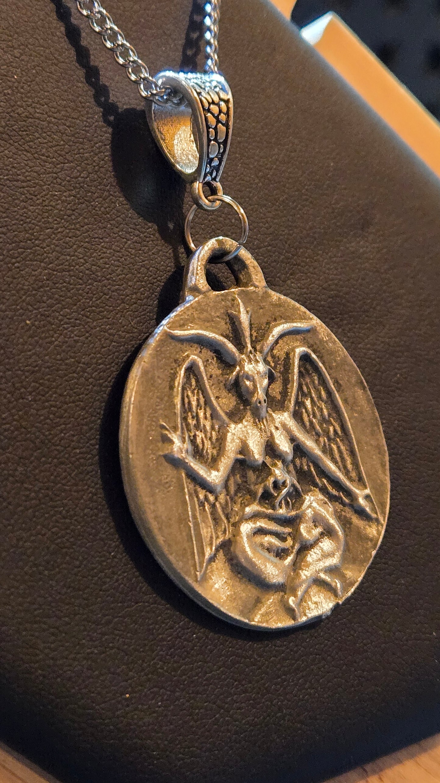 Custom Aged Baphomet Pendant – Hand-Cast Pewter