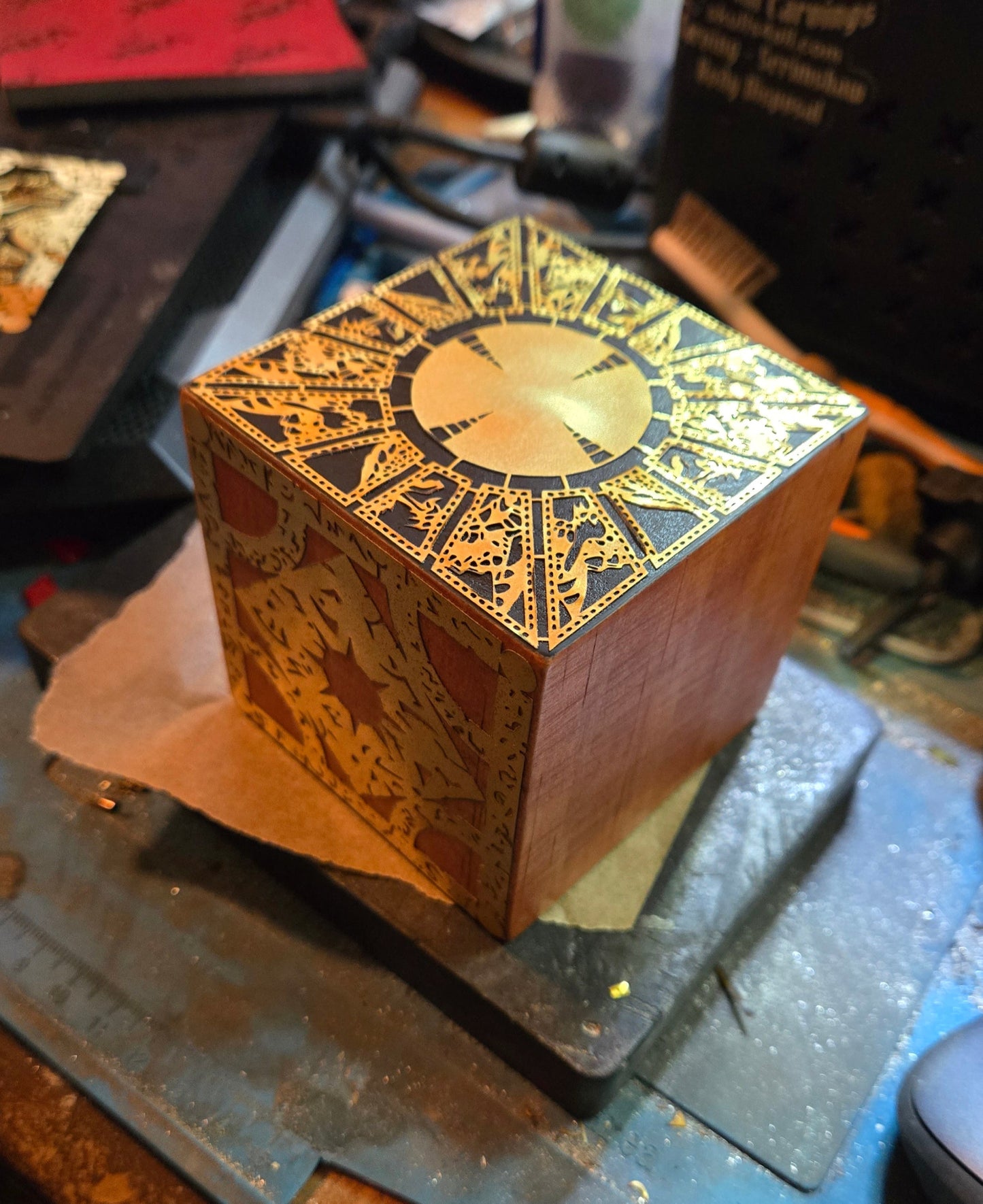Handmade Lightly Aged Lament Configuration – Static Display Box (3"x3"x3")