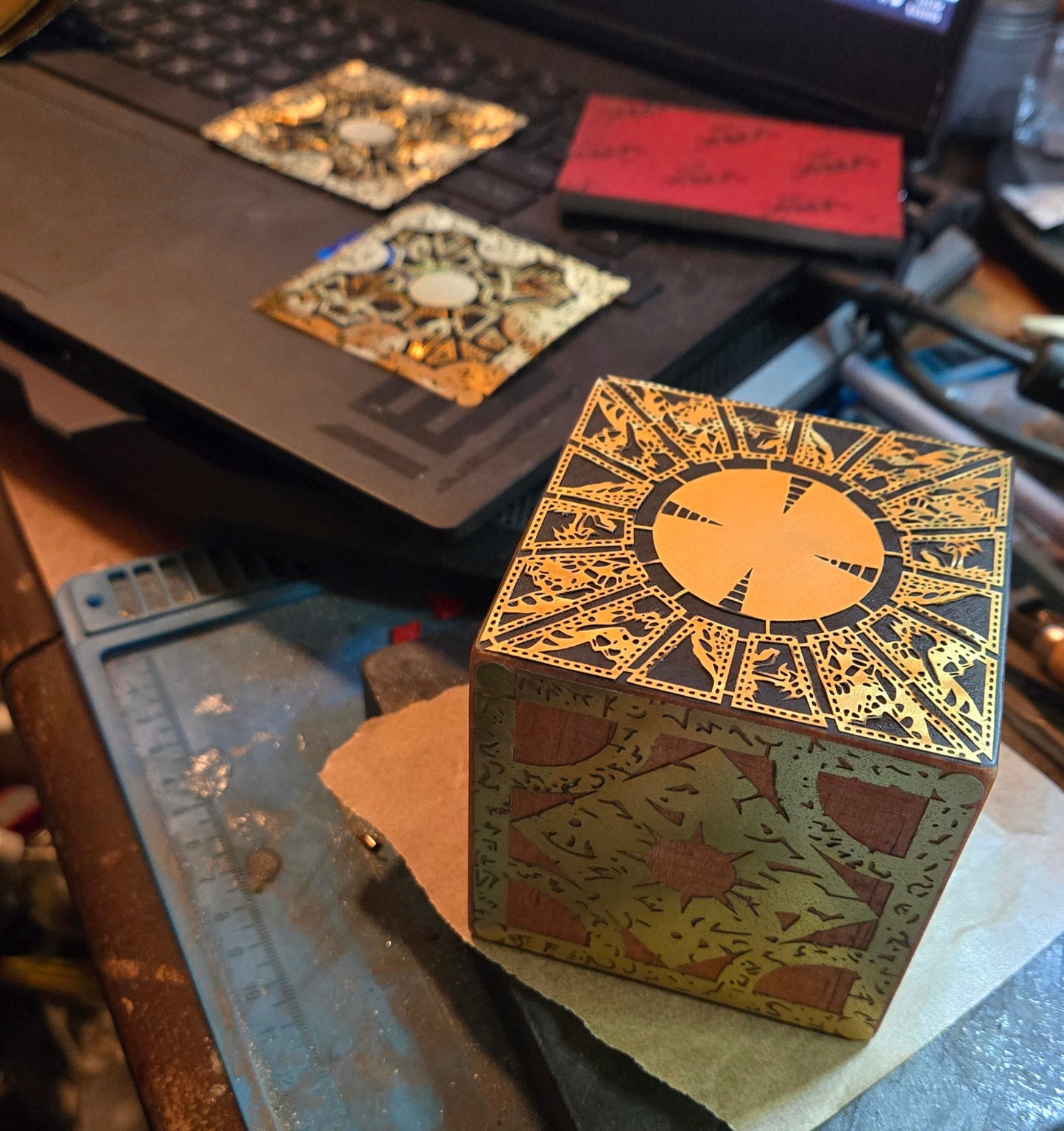 Handmade Lightly Aged Lament Configuration – Static Display Box (3"x3"x3")