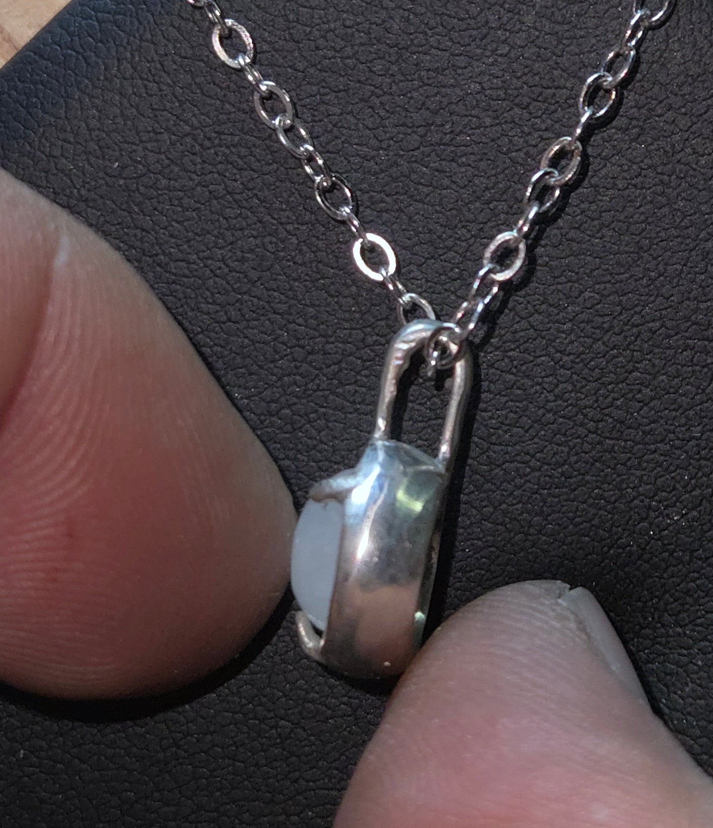 Hand-Cast Sterling Silver Pendant with natural Moonstone Cabochon
