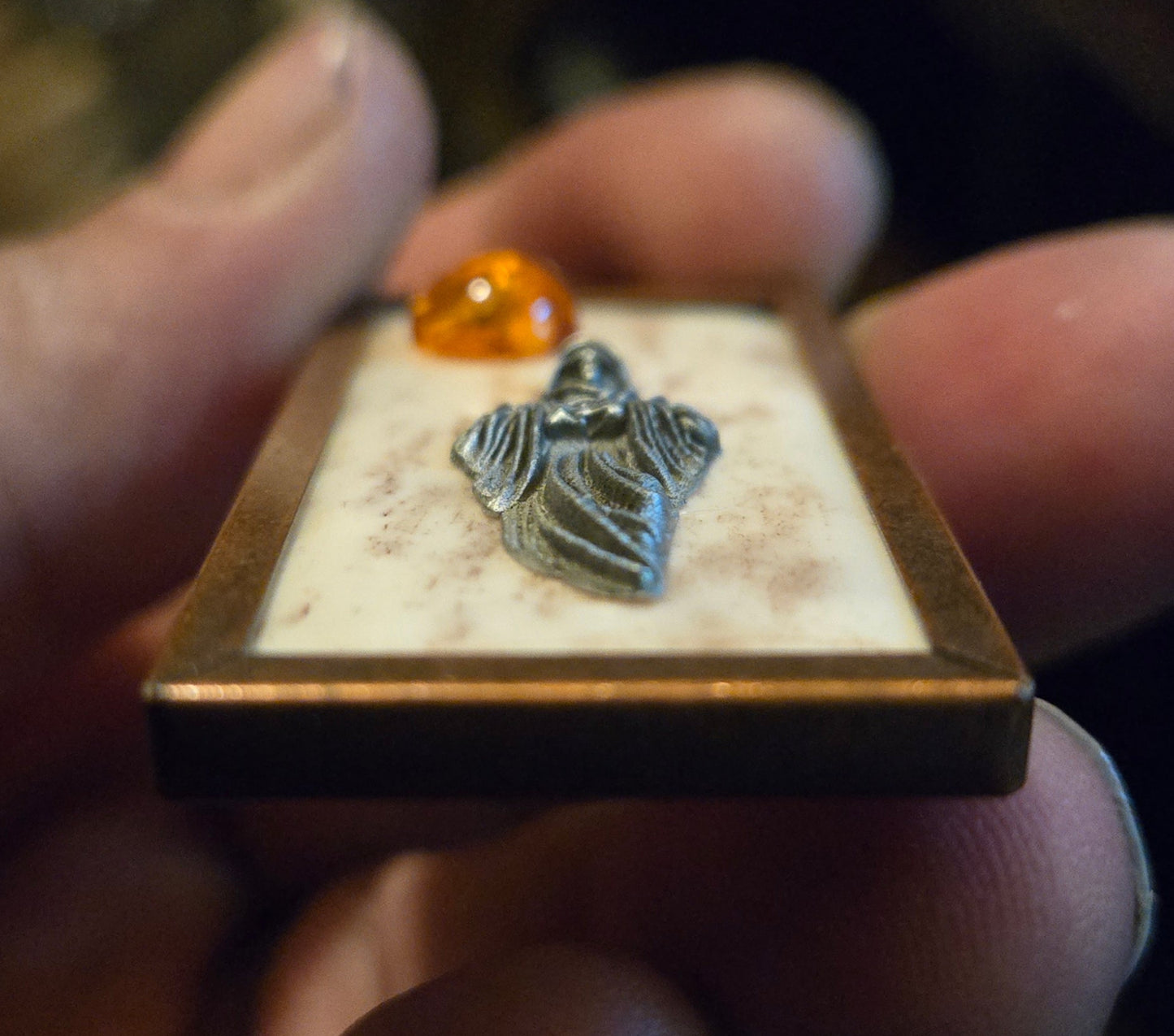 Custom Human Bone Grim Reaper Pendant with Baltic Amber Sun