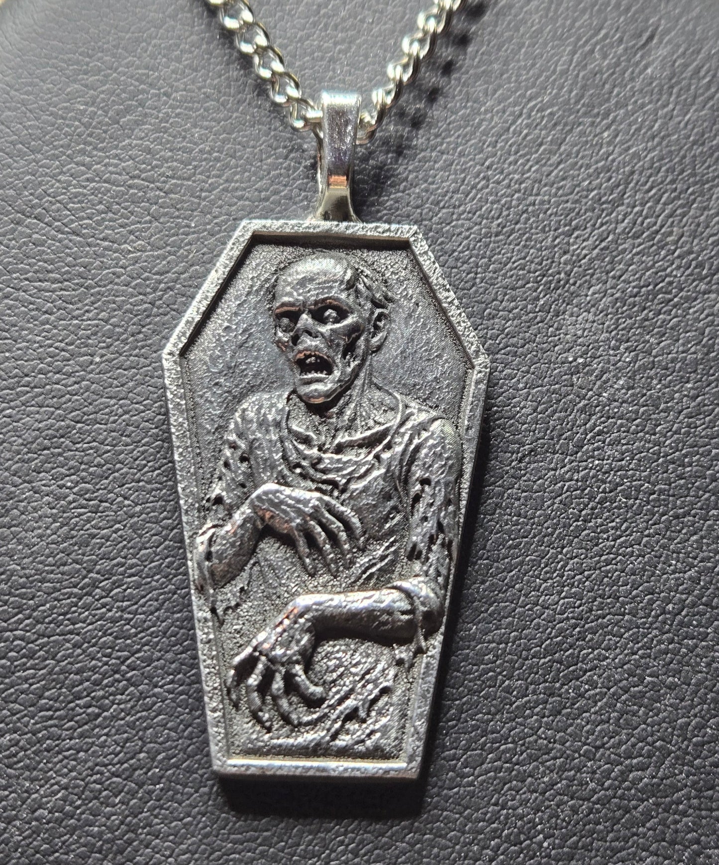 Handcrafted Coffin-Shaped Zombie Pendant