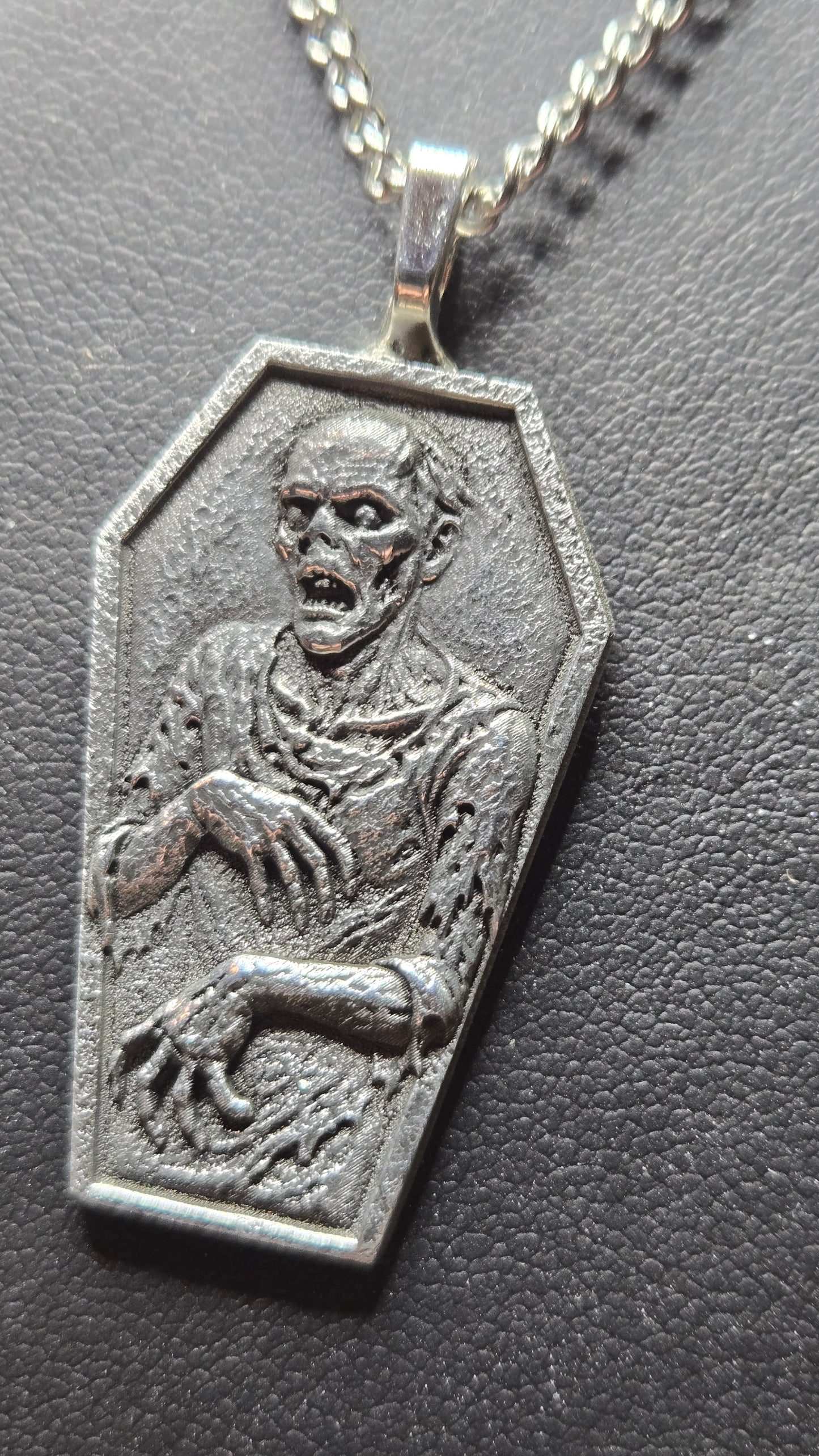 Handcrafted Coffin-Shaped Zombie Pendant