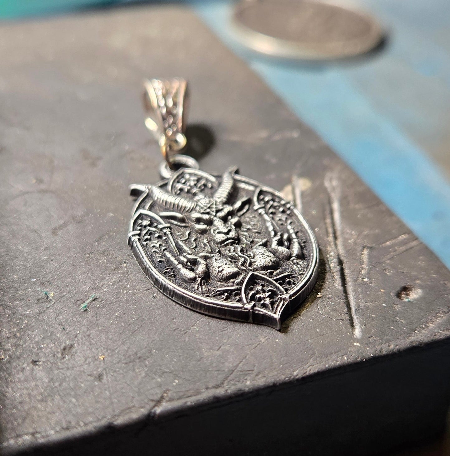 Custom Horns Up Demon Pendant
