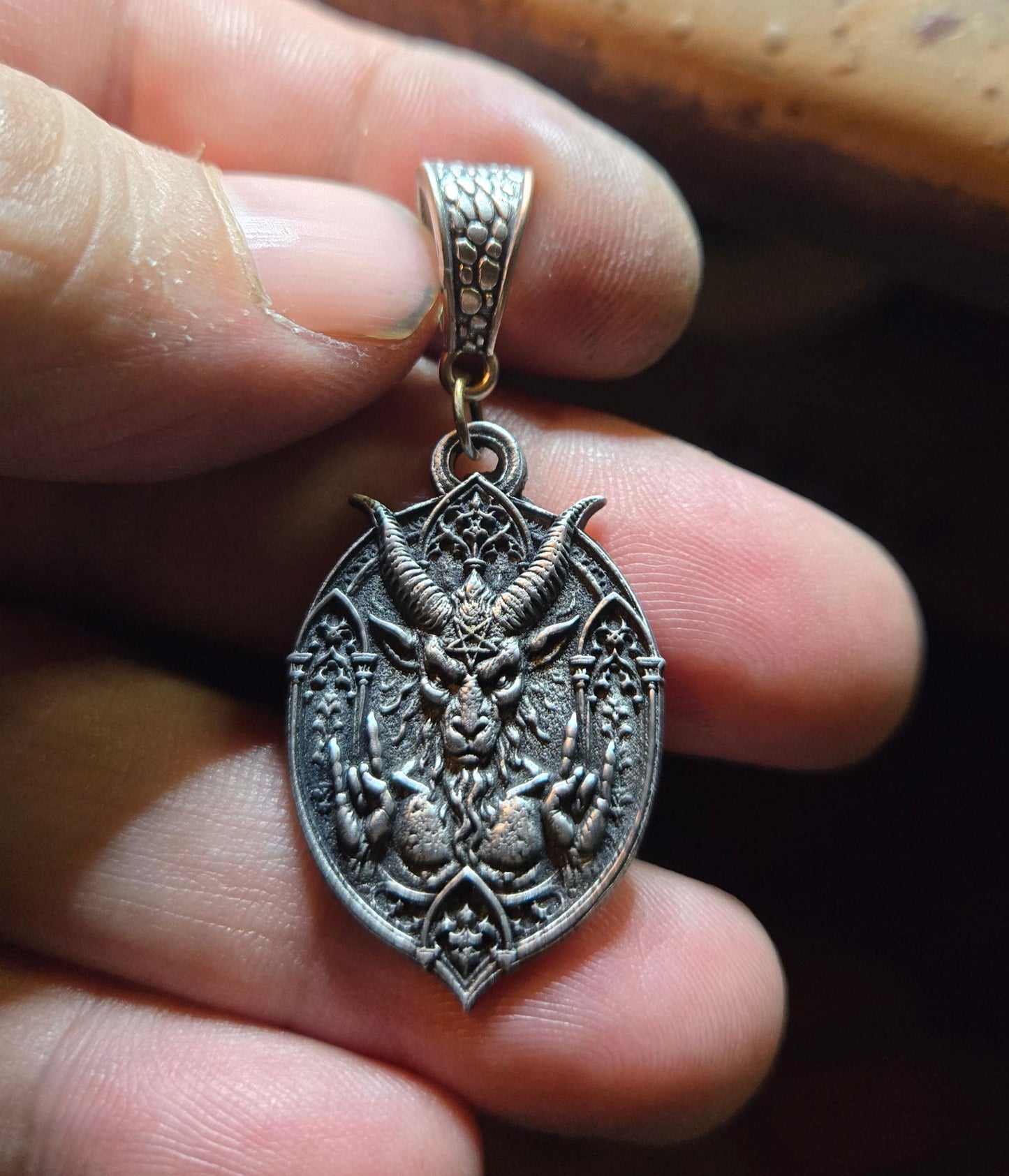 Custom Horns Up Demon Pendant