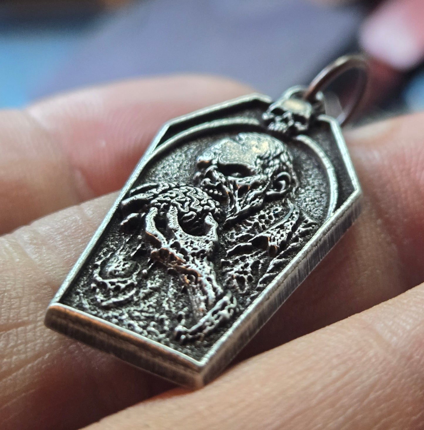 Custom Coffin Zombie Pendant – Brain Feast from the Grave
