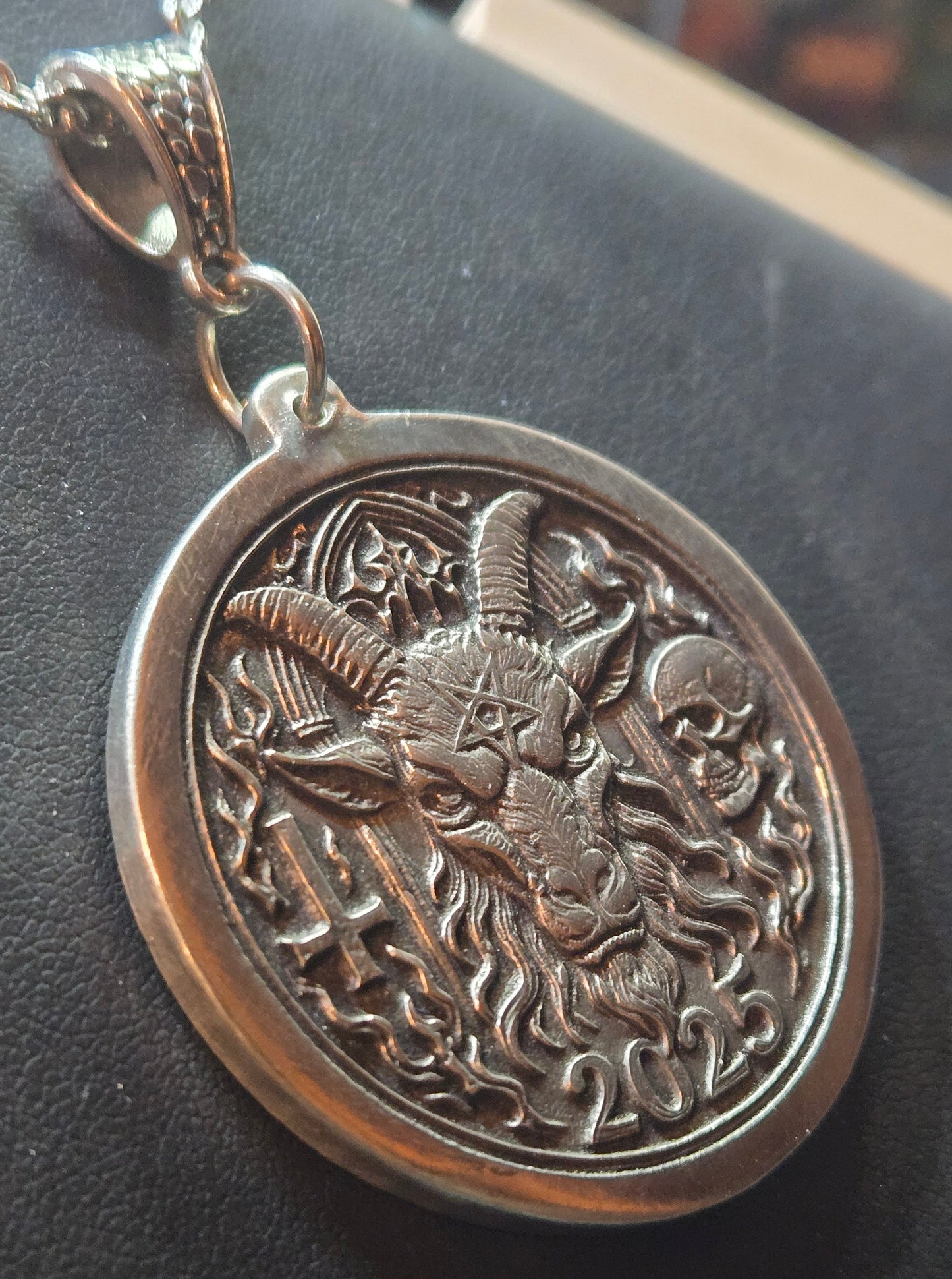 39.5mm Sterling Silver Satanic Two-Sided Pendant – 2025 Edition