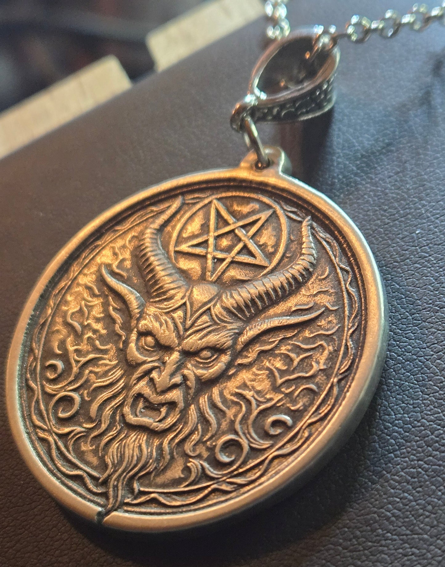 39.5mm Sterling Silver Satanic Two-Sided Pendant – 2025 Edition