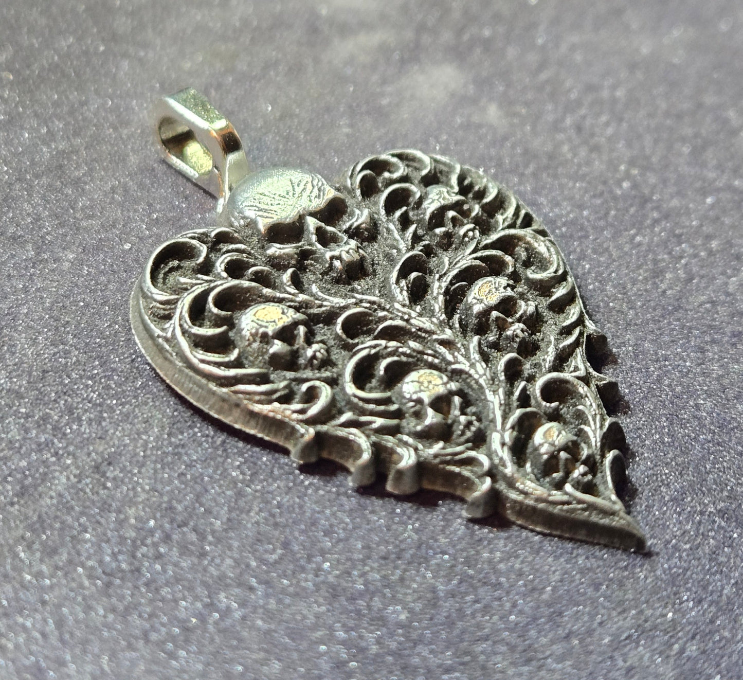 Custom Gothic Heart Pendant – Filigree & Skulls