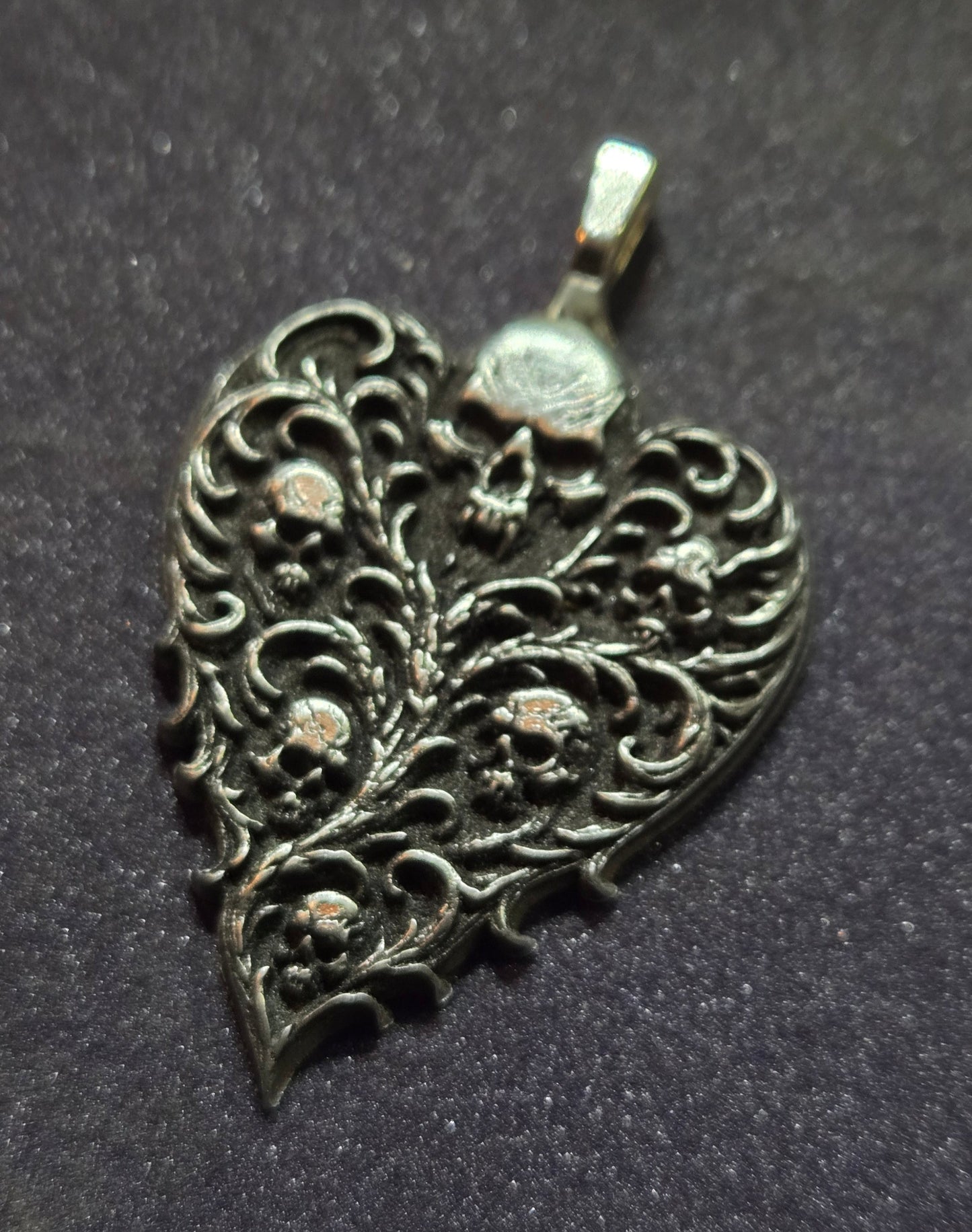 Custom Gothic Heart Pendant – Filigree & Skulls