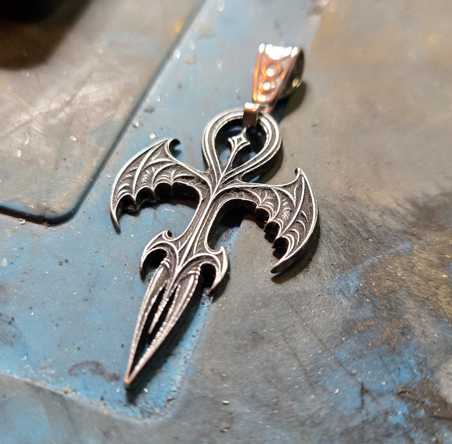 Custom Gothic Vampire Ankh Pendant – Symbol of Eternal Night