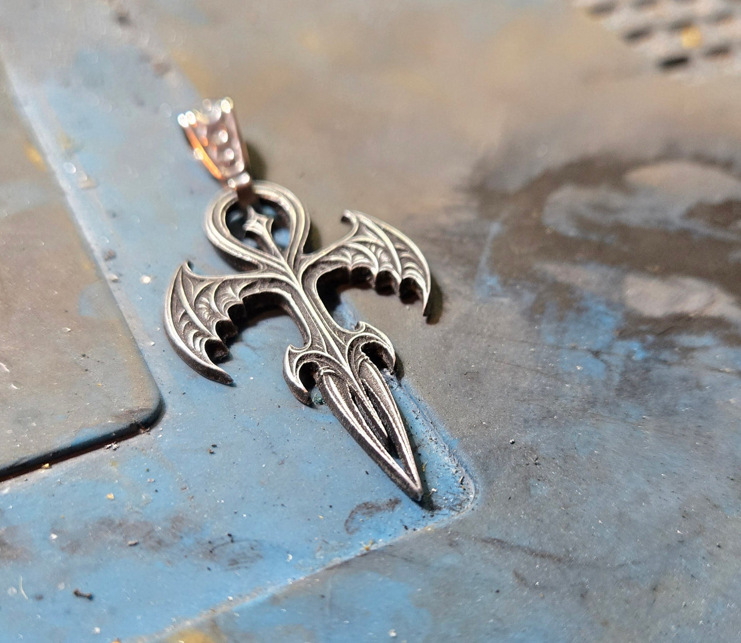Custom Gothic Vampire Ankh Pendant – Symbol of Eternal Night
