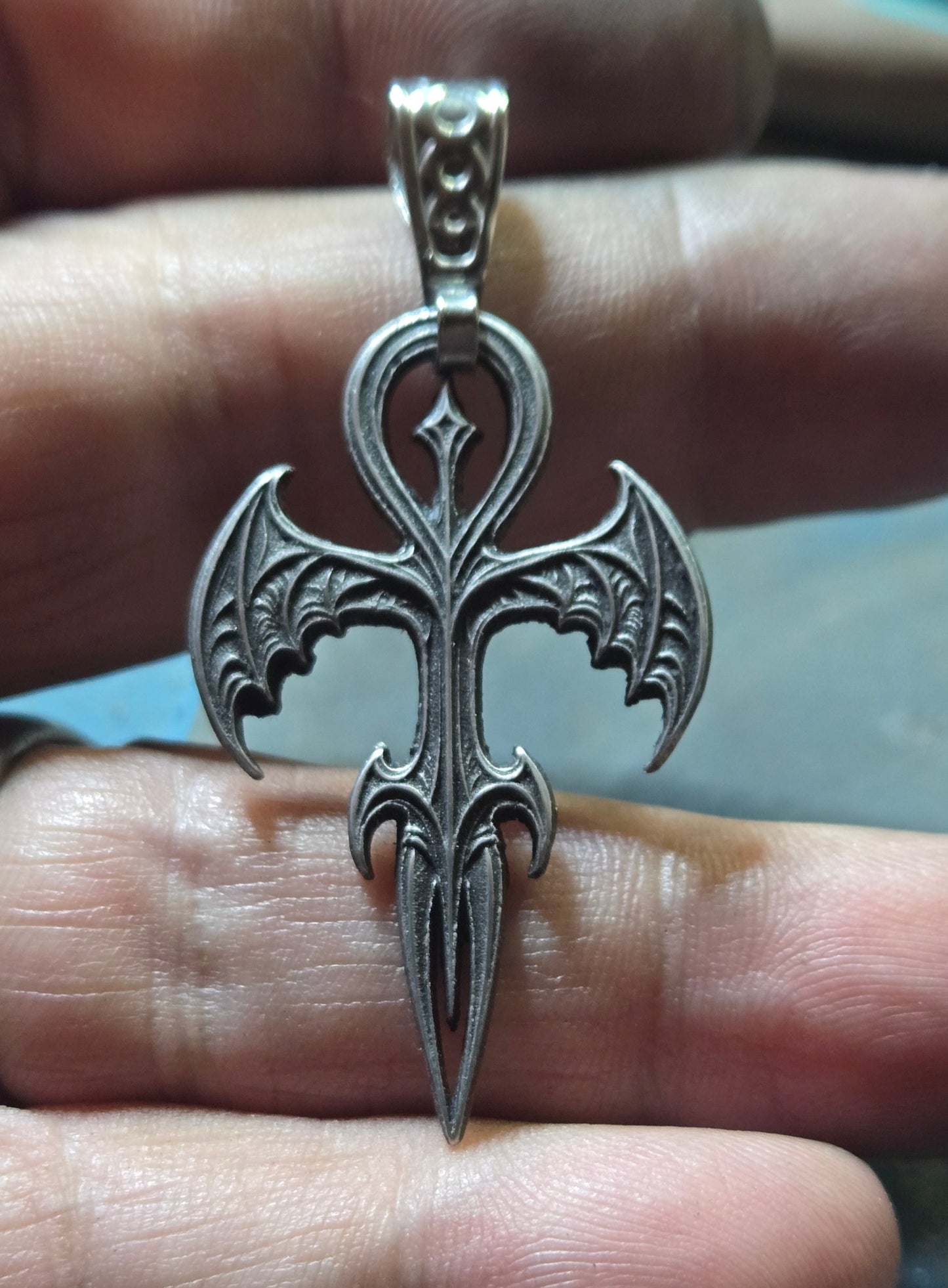 Custom Gothic Vampire Ankh Pendant – Symbol of Eternal Night