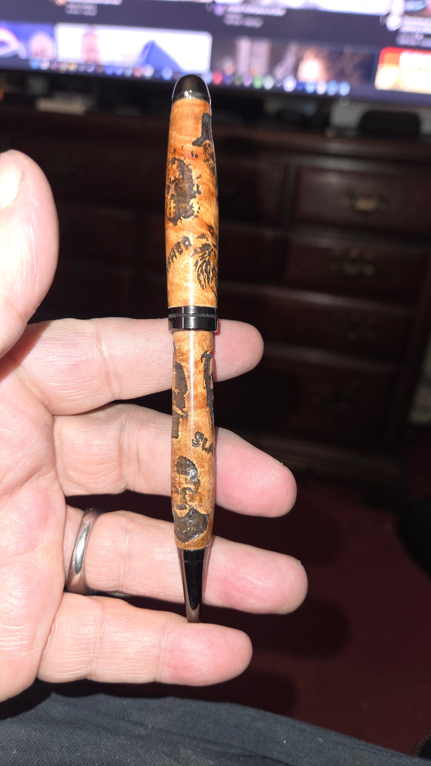 Custom Slasher Movie Pen – Hand-Turned Cottonwood Burl