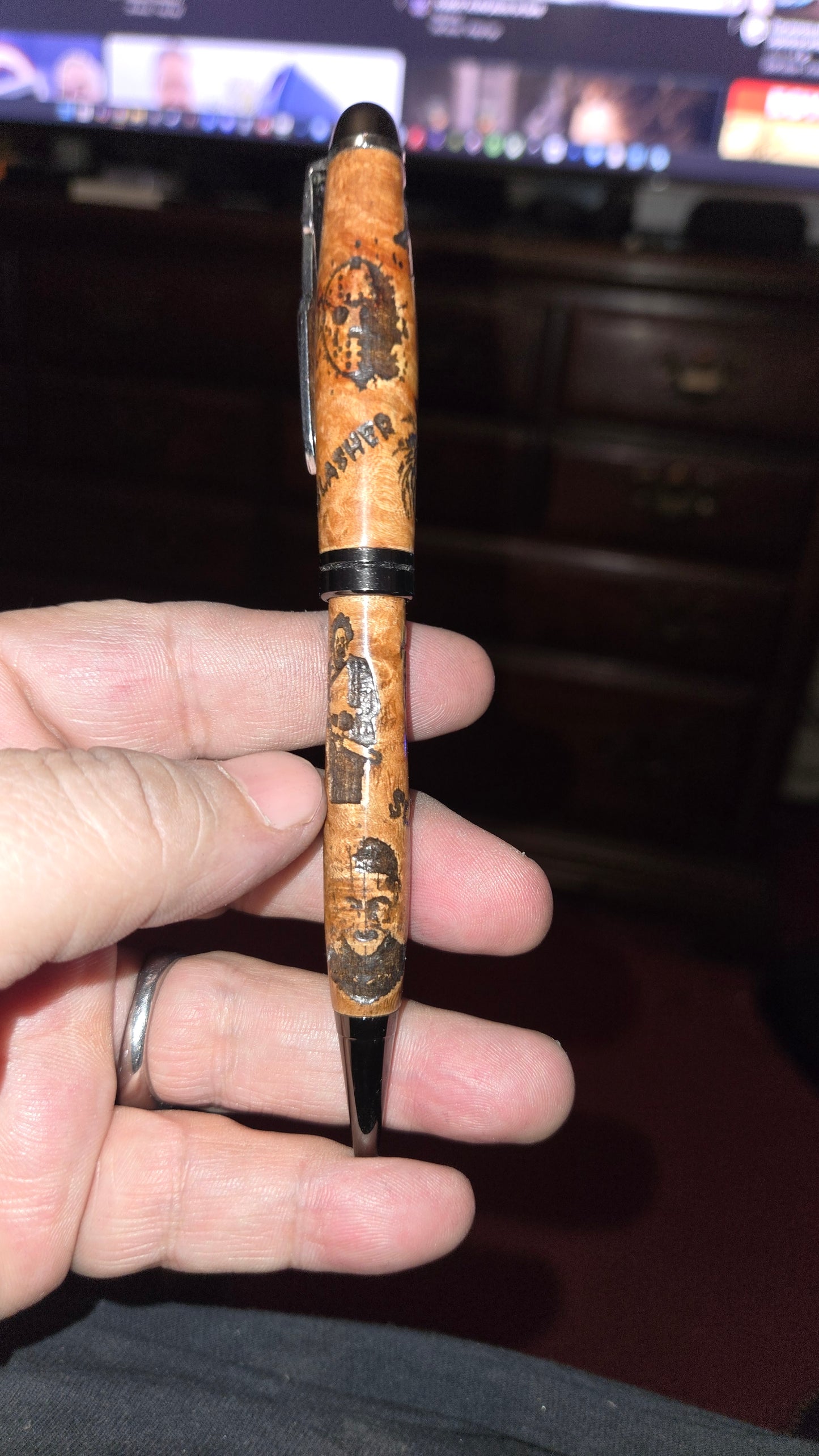 Custom Slasher Movie Pen – Hand-Turned Cottonwood Burl