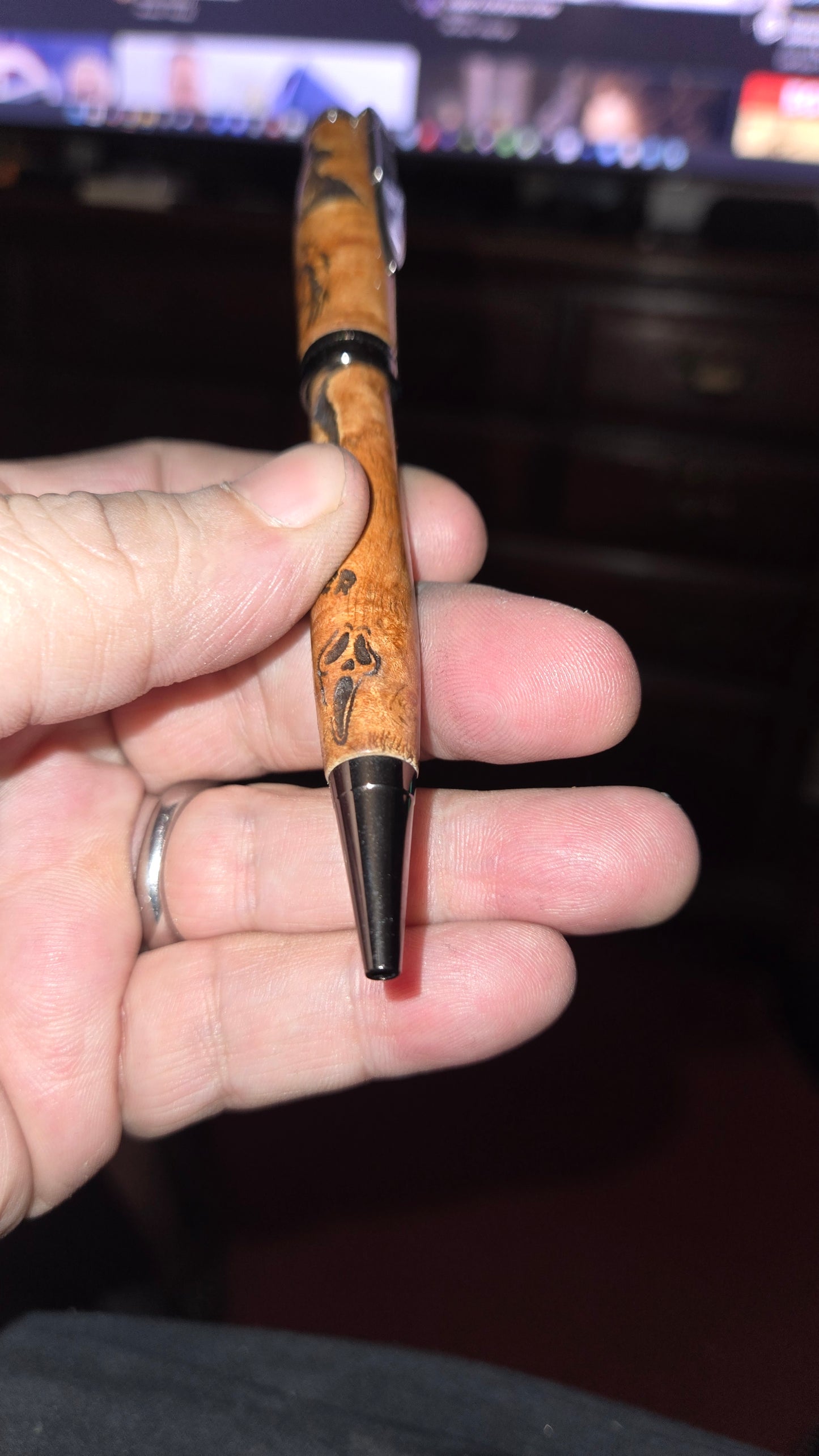 Custom Slasher Movie Pen – Hand-Turned Cottonwood Burl