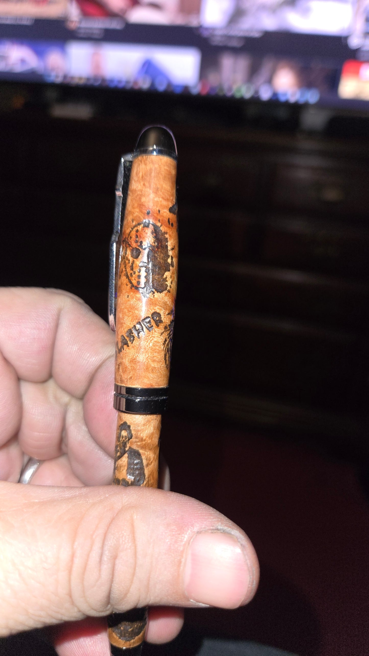 Custom Slasher Movie Pen – Hand-Turned Cottonwood Burl