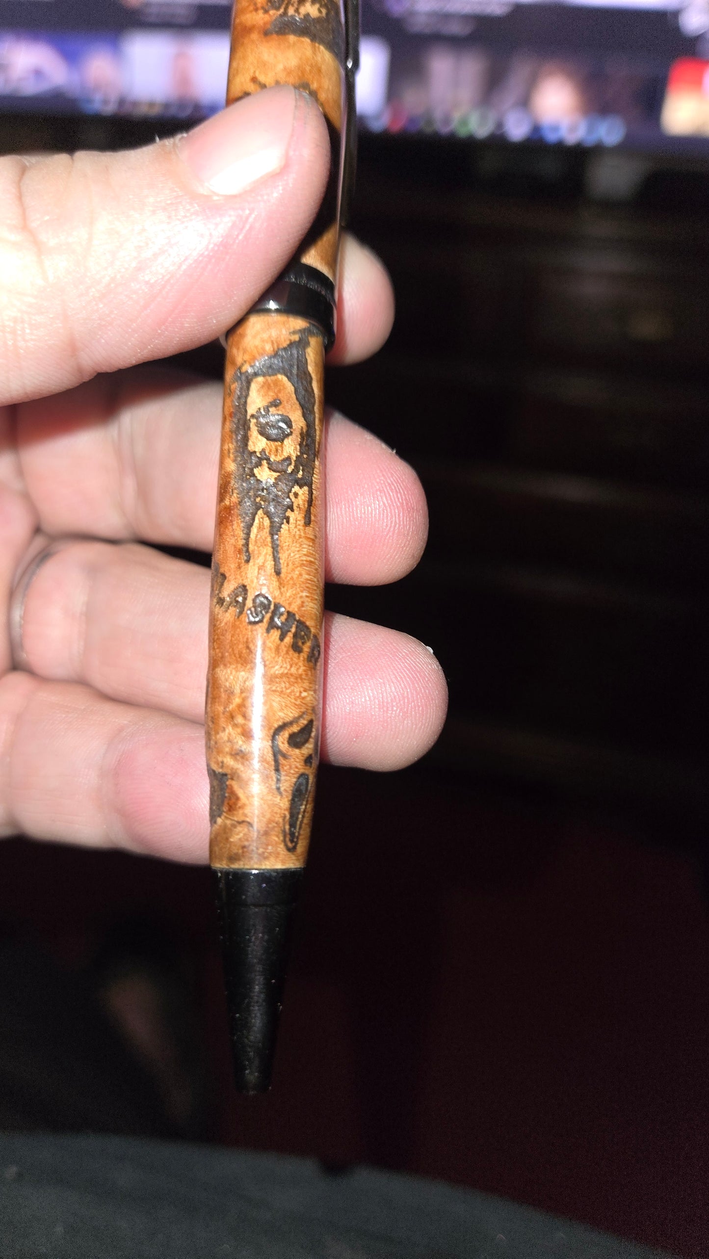 Custom Slasher Movie Pen – Hand-Turned Cottonwood Burl