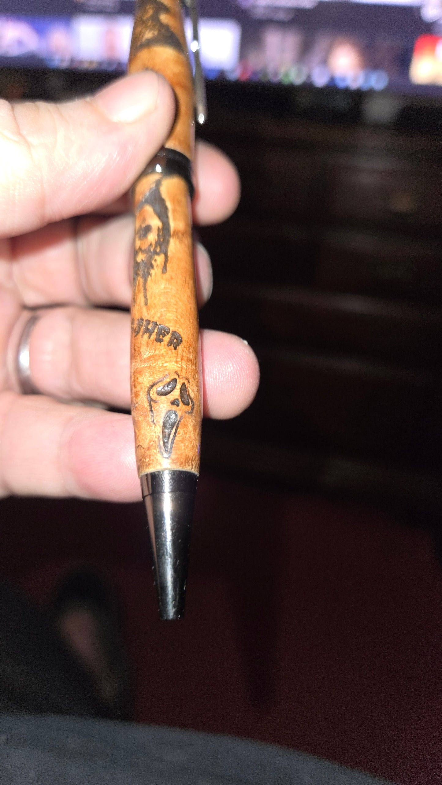 Custom Slasher Movie Pen – Hand-Turned Cottonwood Burl