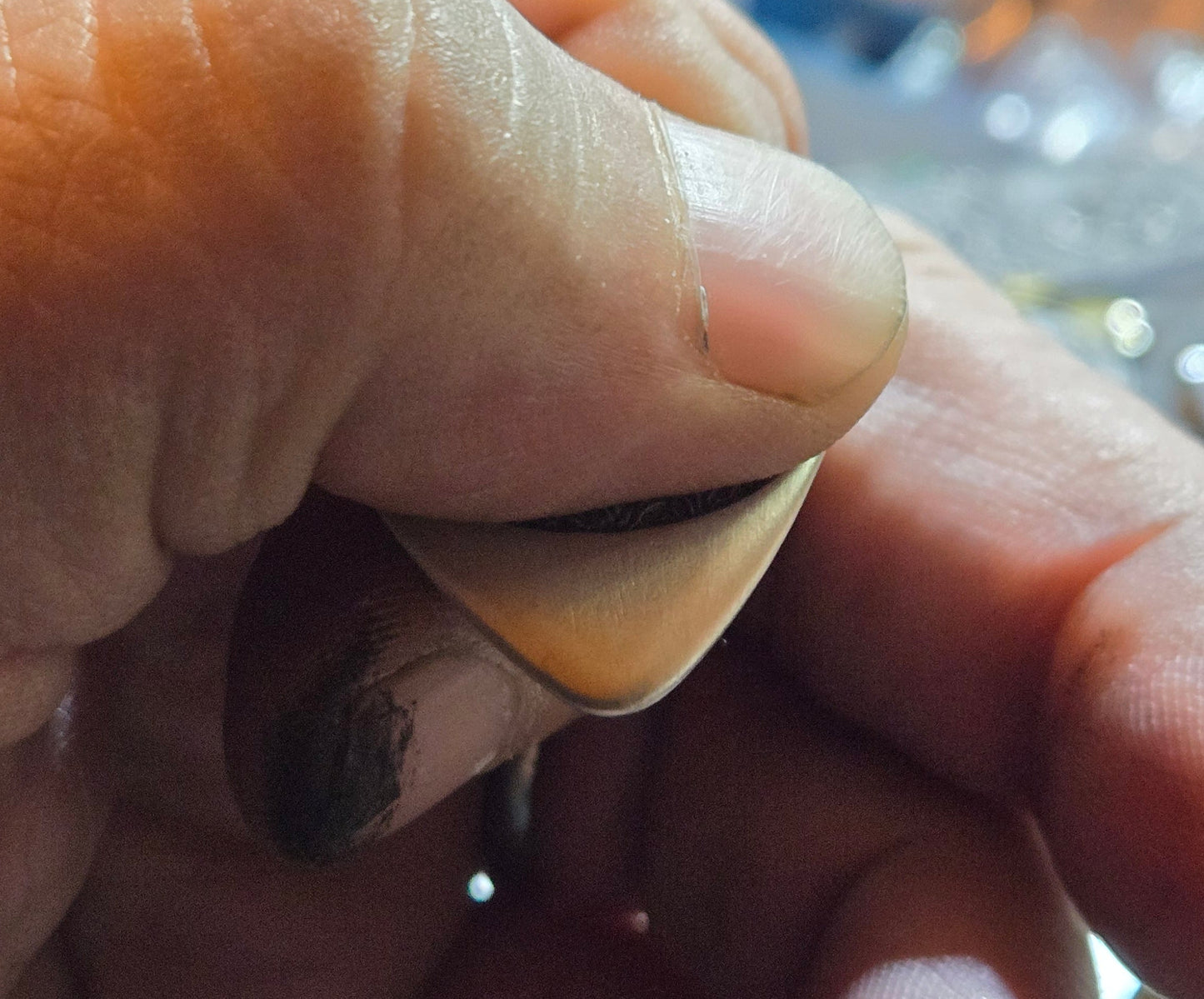 Custom Aluminum Guitar Pick – Graveyard Design with Pops Music Logo