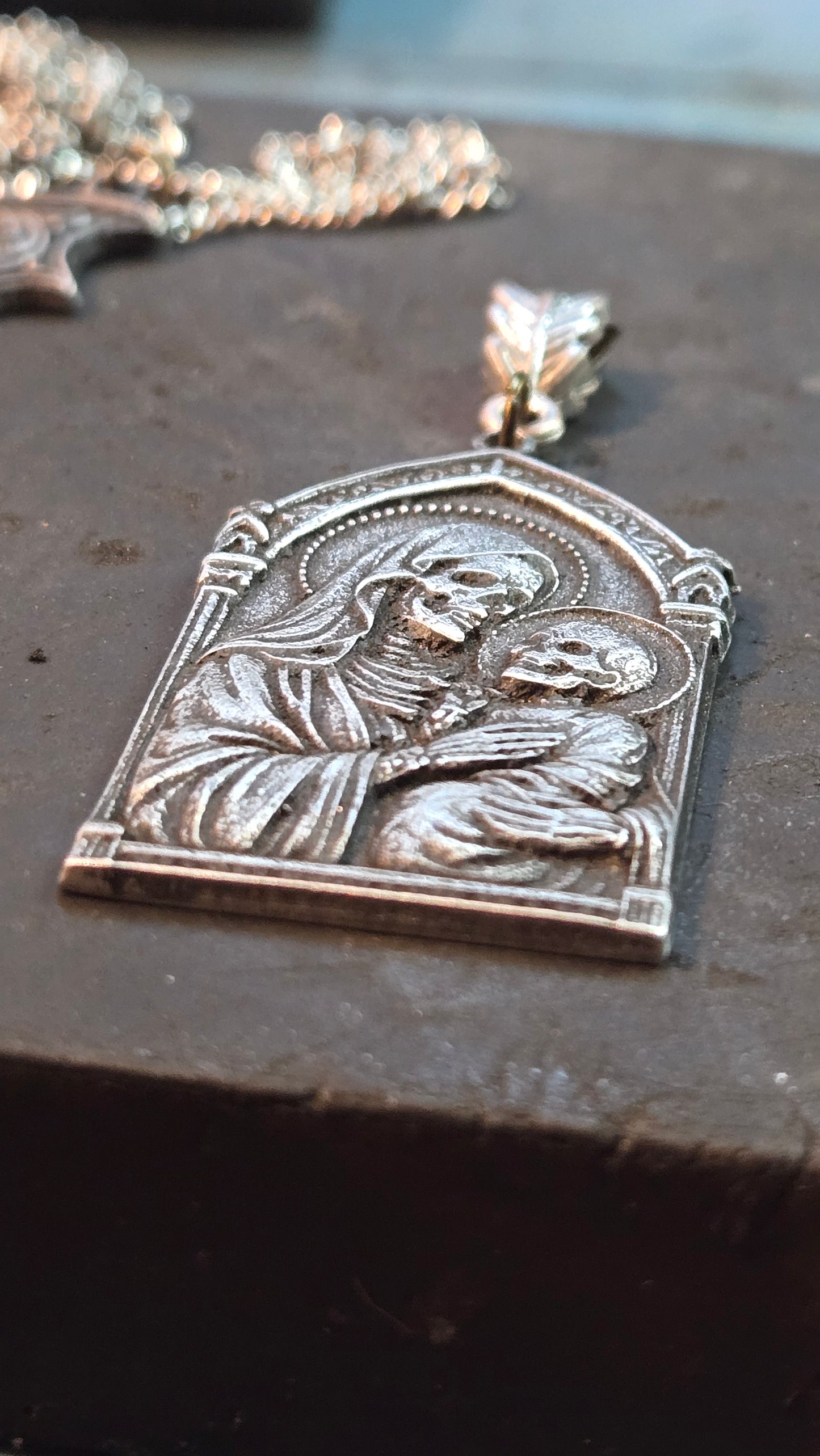 Mary & Child Skull Pendant – Gothic Sacred Macabre