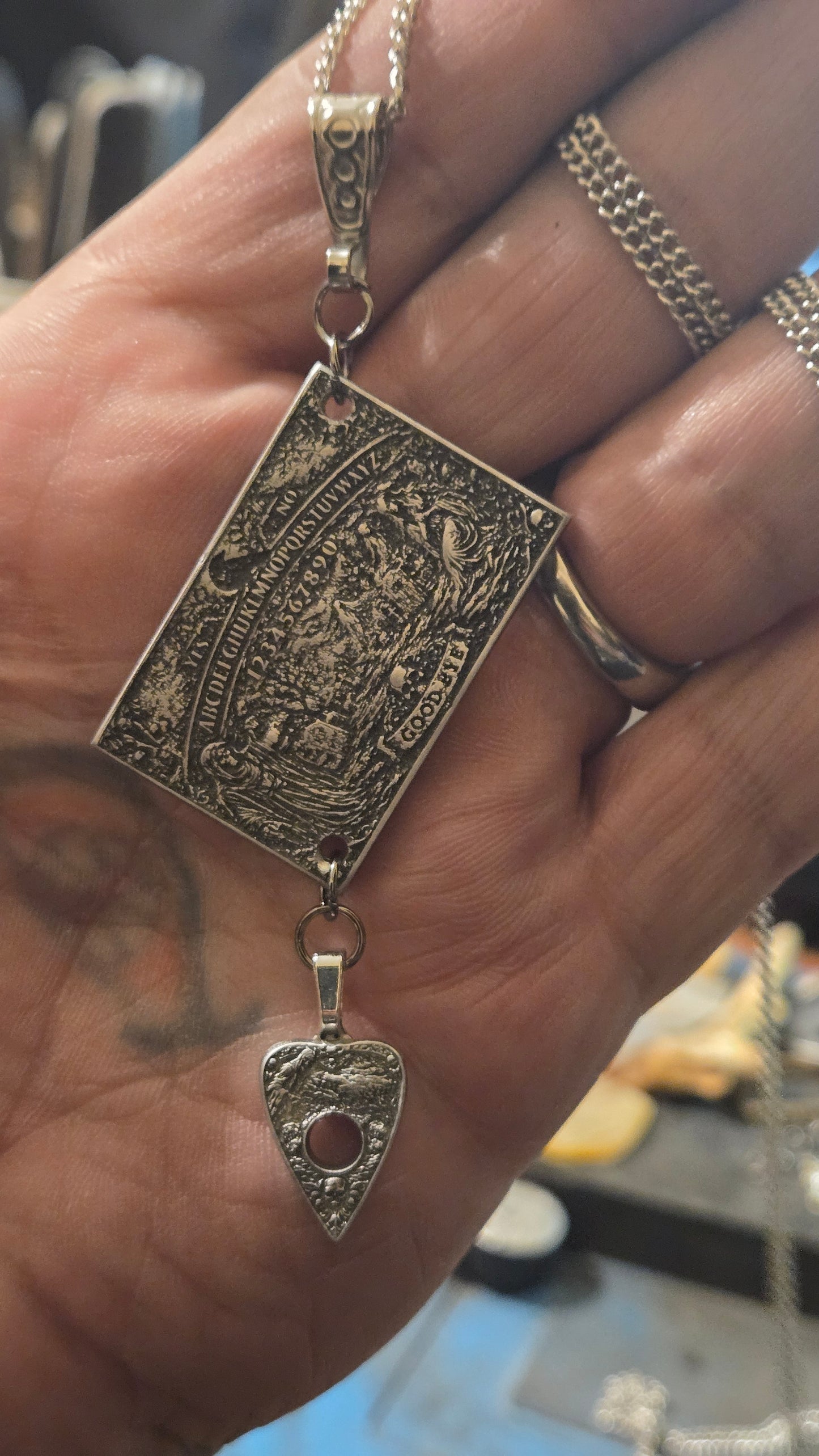 Custom Witch Board Pendant with Planchette