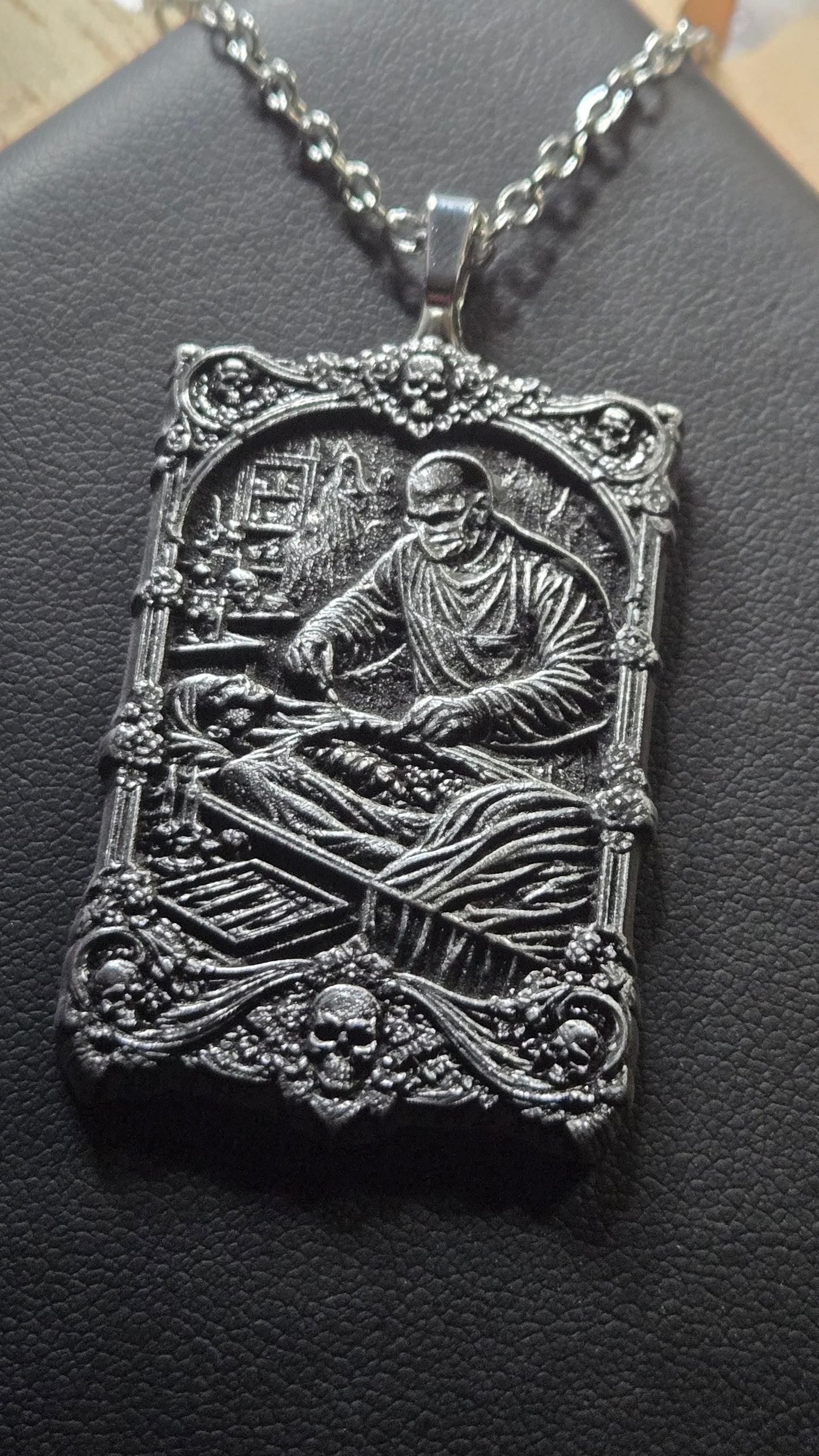 Custom Autopsy Scene Pendant with Vintage Gothic Frame