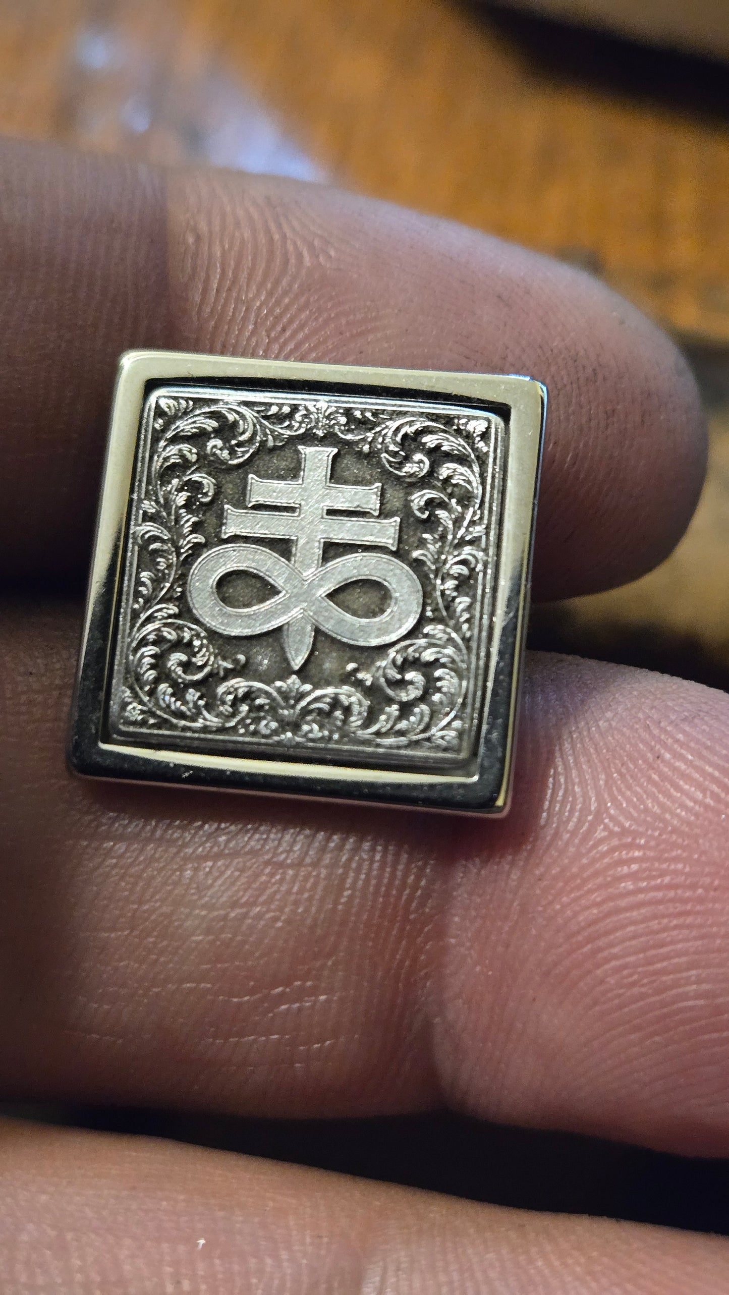 Leviathan Cross Cufflinks – Satanic Cross with Gothic Filigree Stainless inlay.