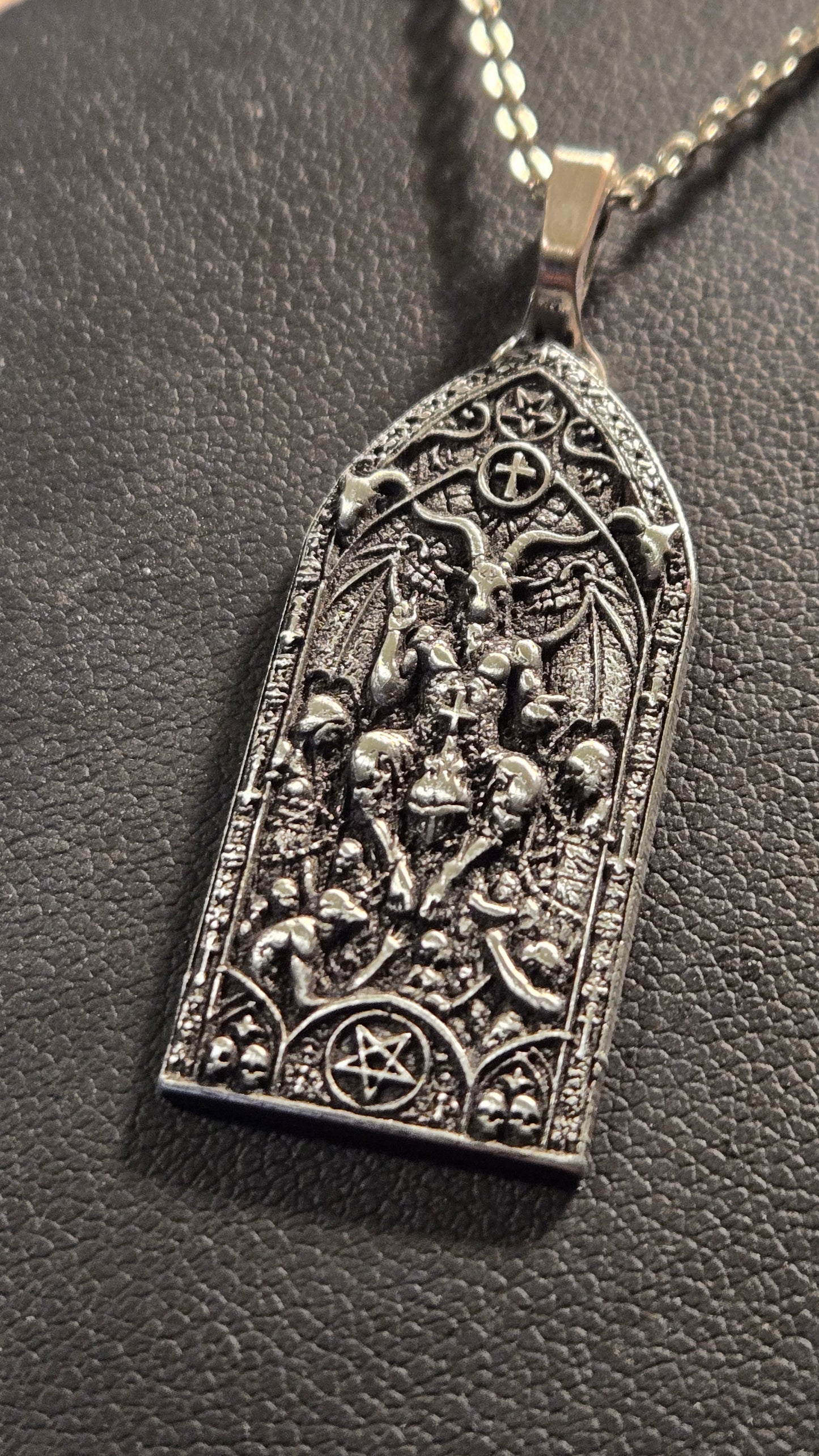 Baphomet Gothic Cathedral Pendant – Satanic Occult Necklace