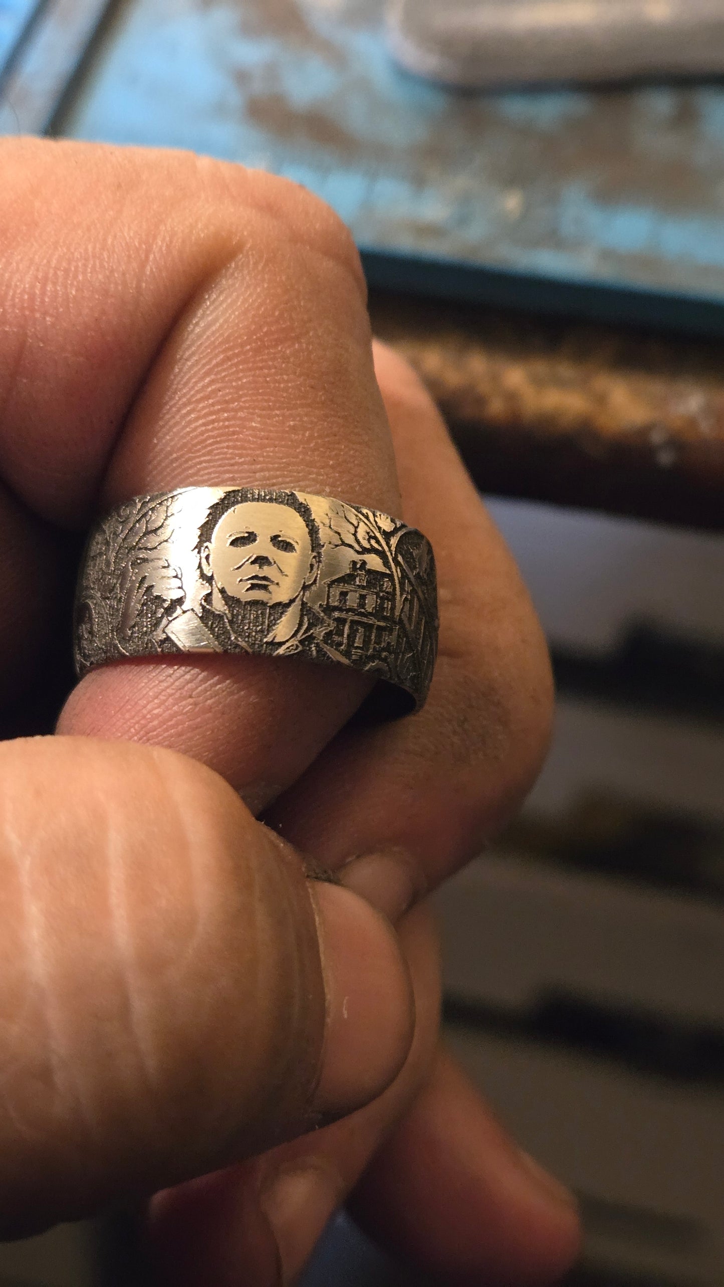 Michael Myers Halloween Ring – Handmade 12mm Wide