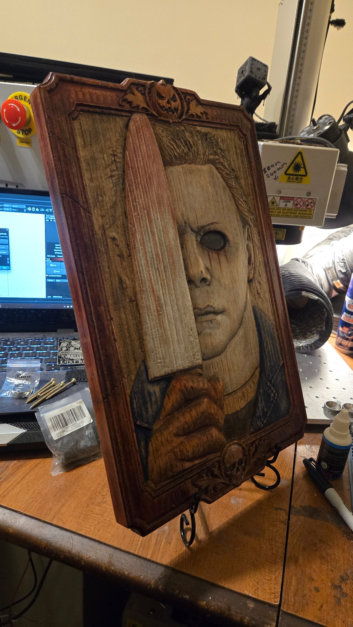 Michael Myers Reclaimed Haunted Barn Oak Wall Art — One of a Kind