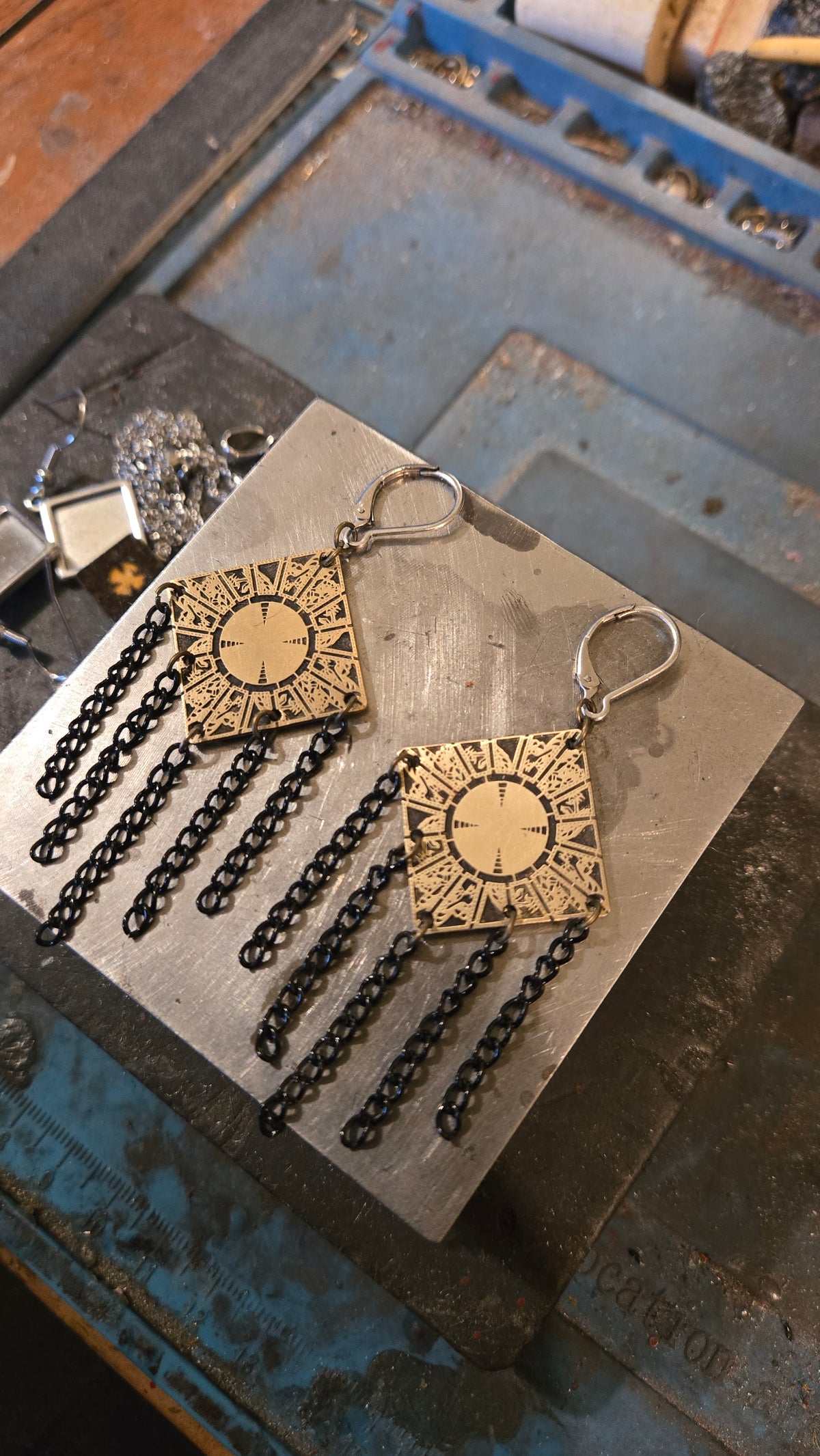 Hellraiser Lament Configuration Brass Earrings