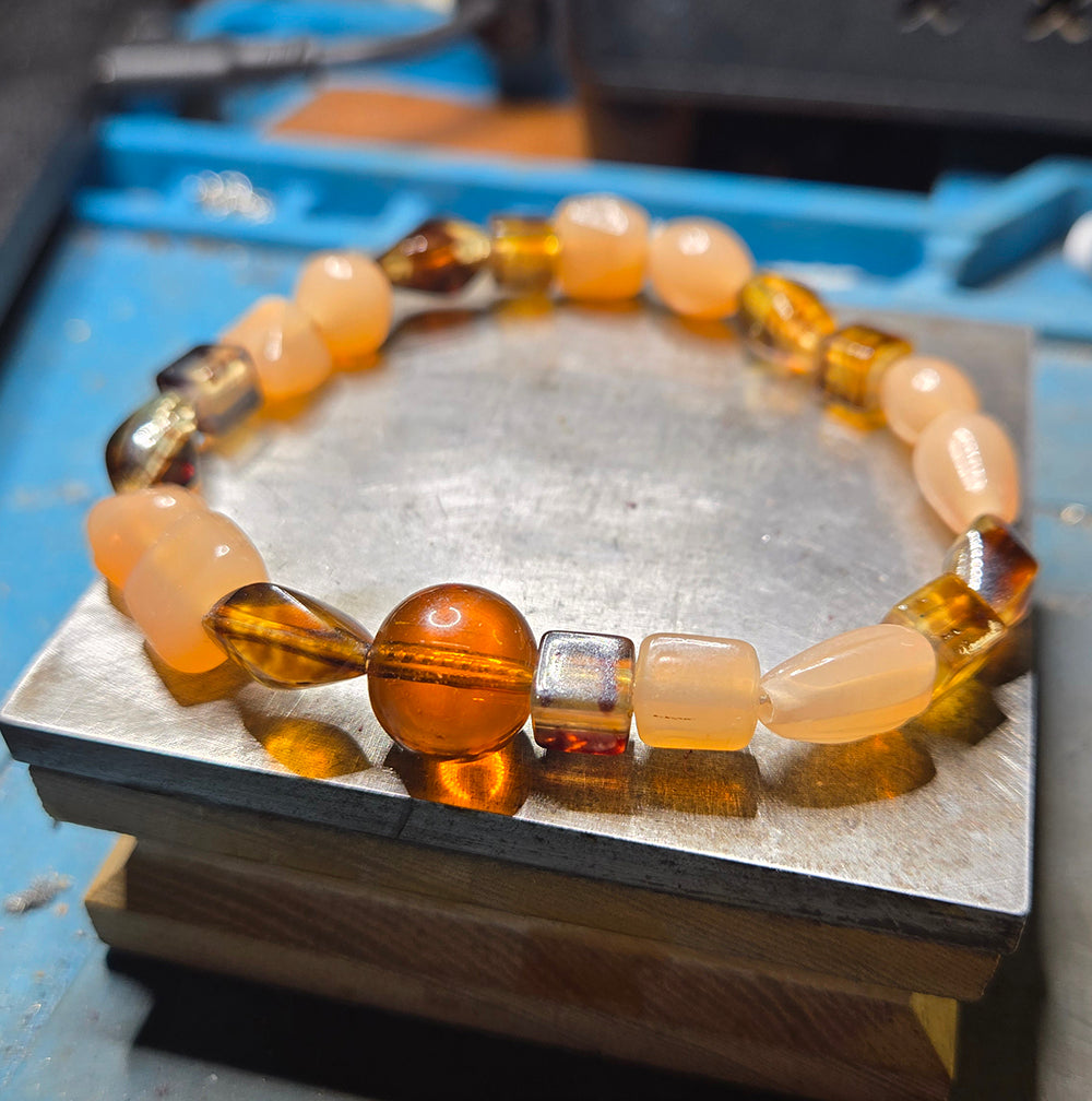 Handmade Stretch Bracelet by Willow – Glass & Stone Beads