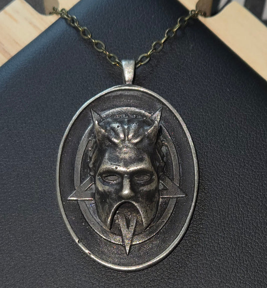 Aged Sterling Silver Nameless Ghoul Pentagram Pendant
