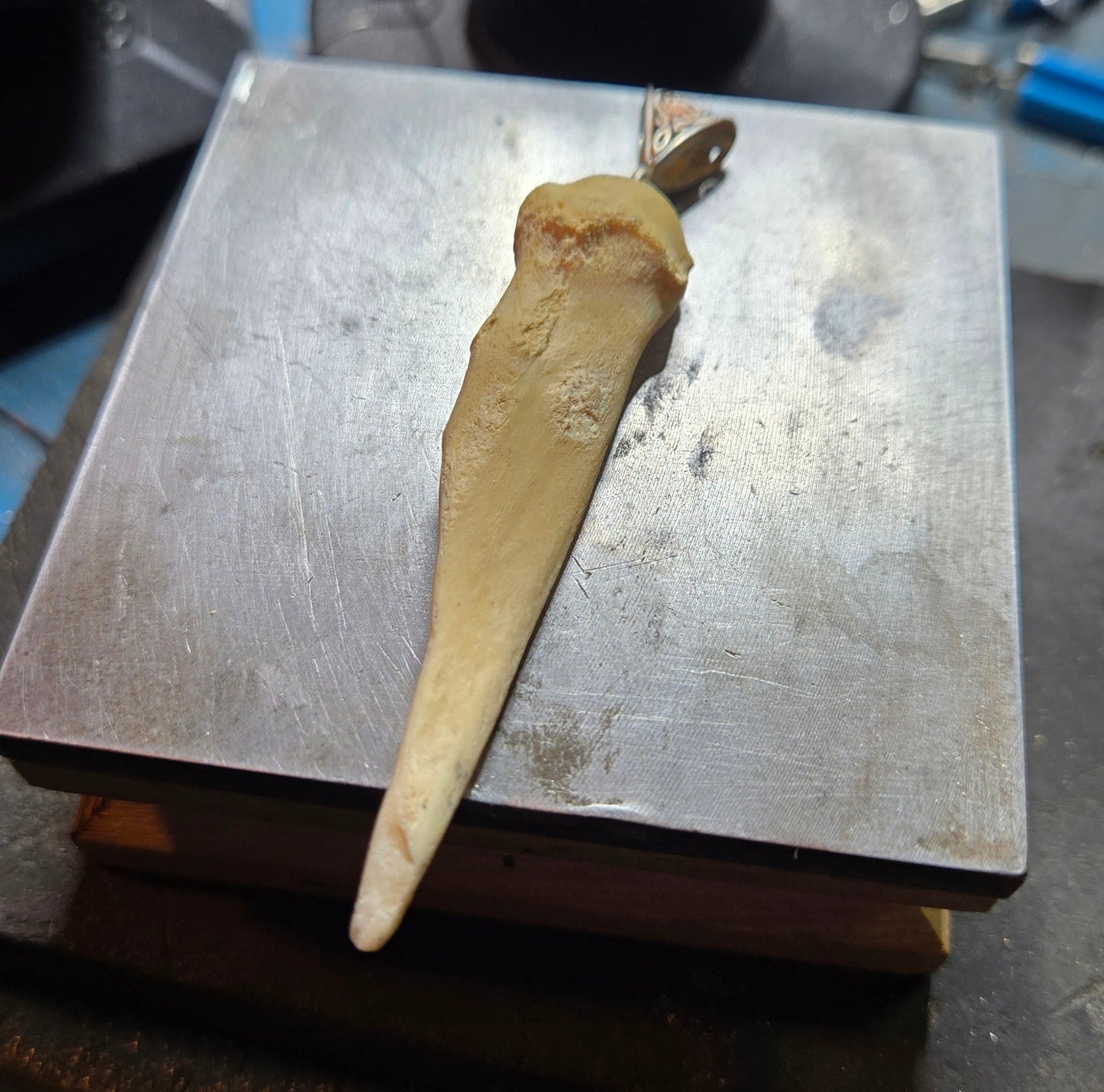 Custom Aged Broken Deer Bone Pendant – Handmade with Vintage Jade