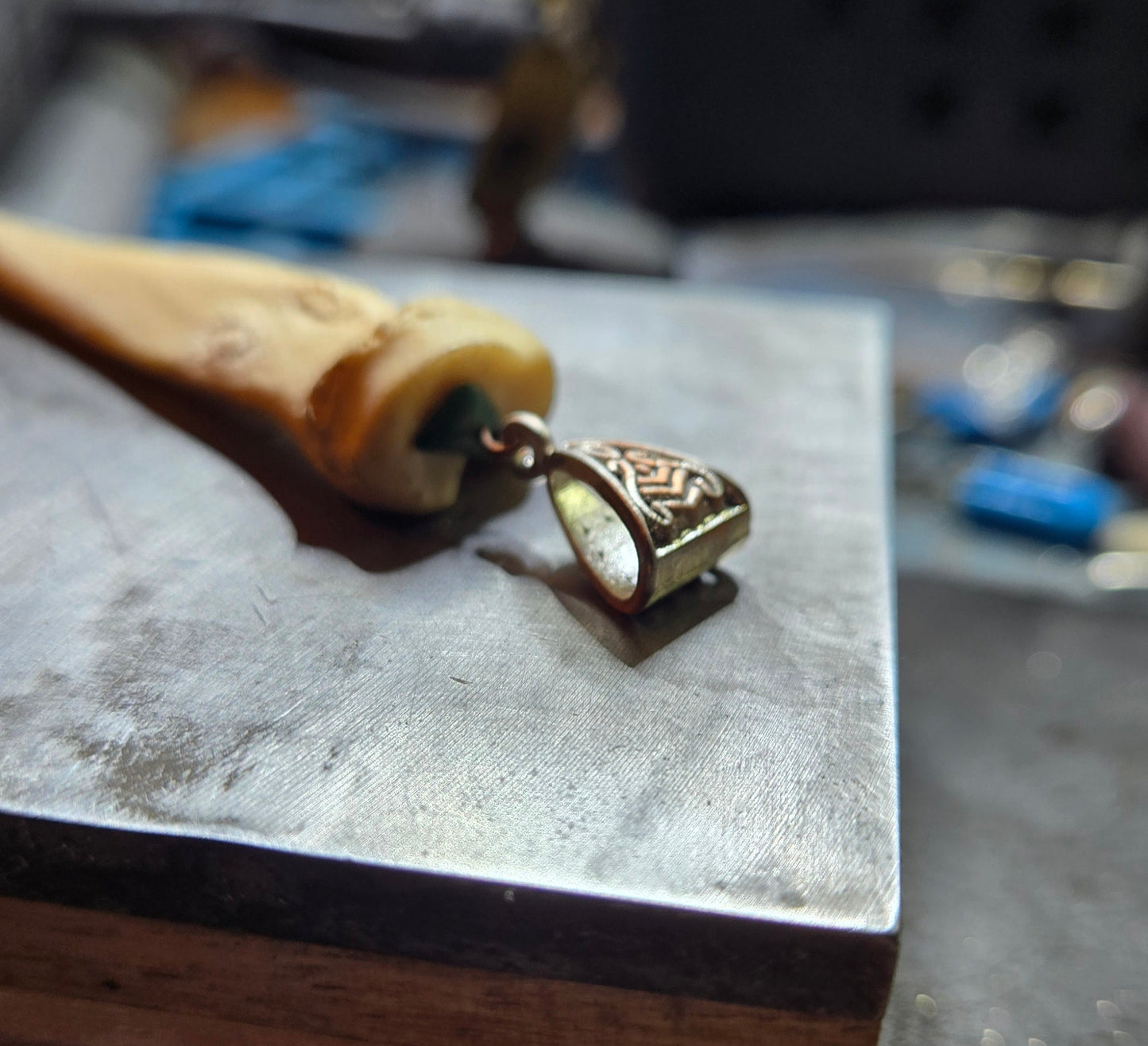 Custom Aged Broken Deer Bone Pendant – Handmade with Vintage Jade