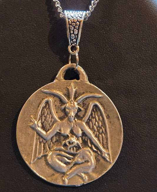 Custom Aged Baphomet Pendant – Hand-Cast Pewter